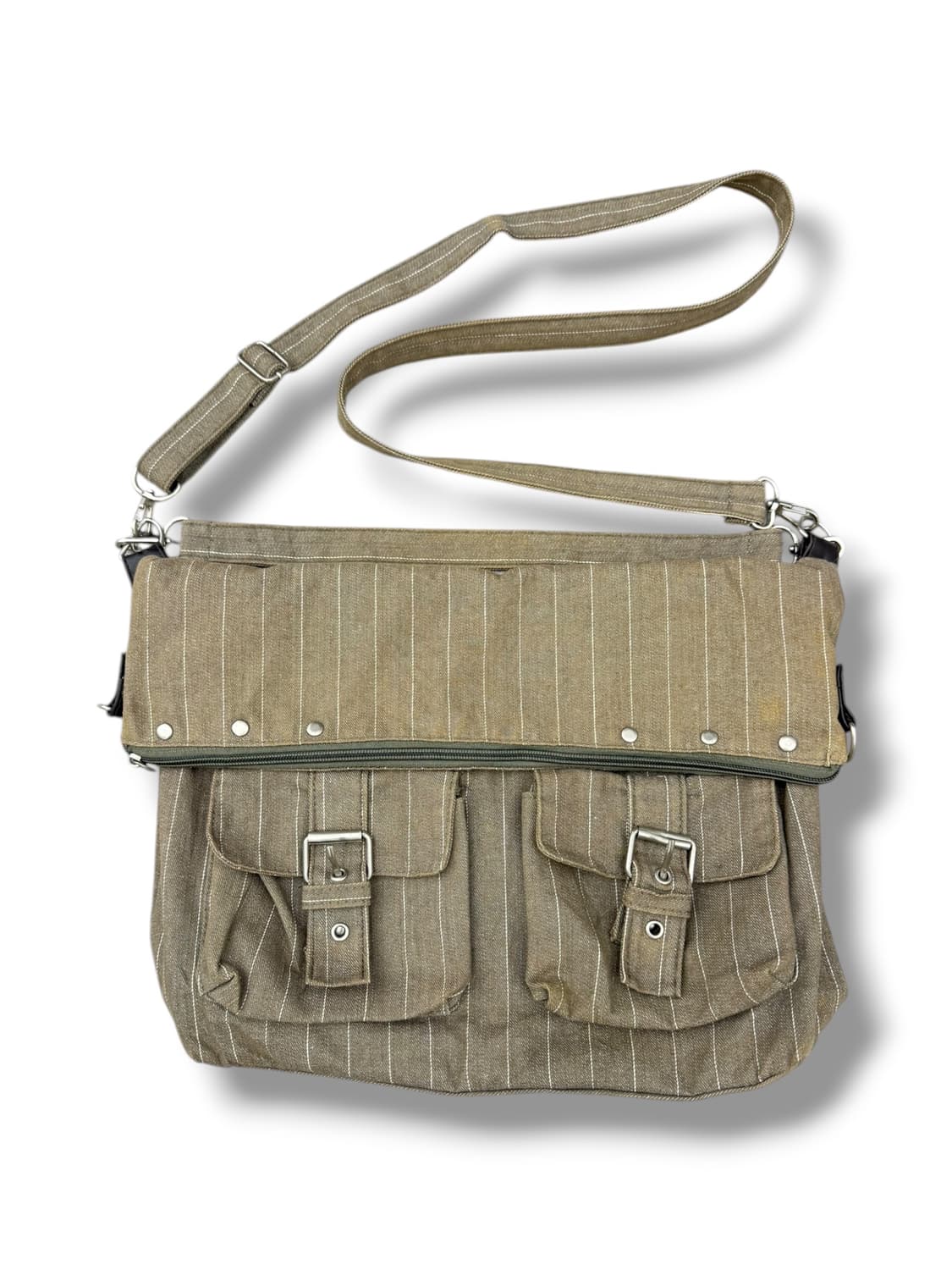 JPN 모카 스트라이프 스터드 포켓 벨트 모리걸 숄더백 크로스백 상품이미지3