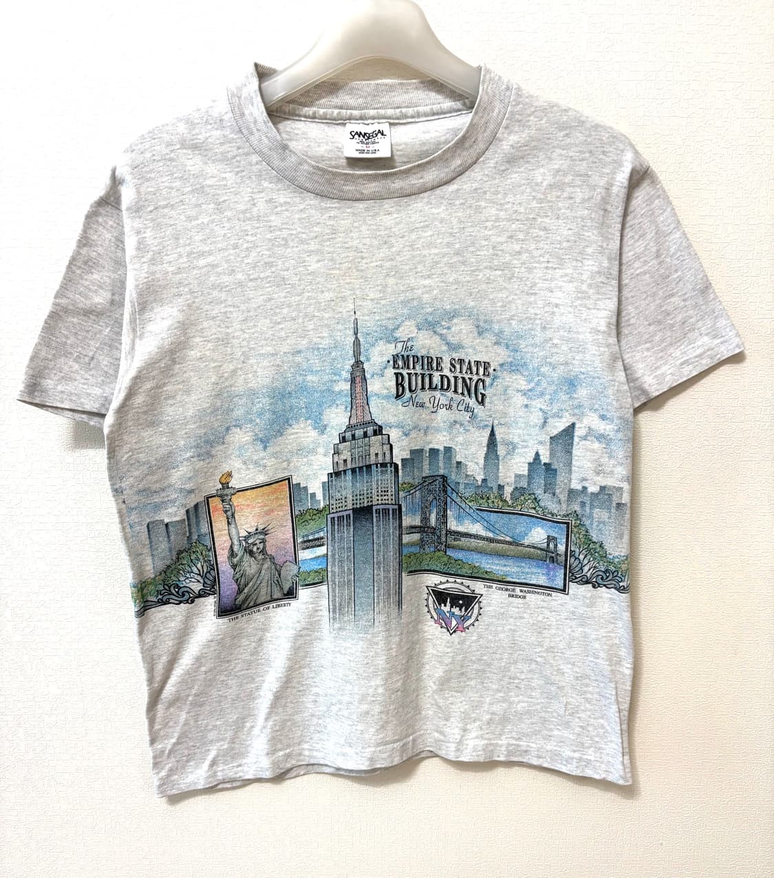 90s USA VTG 뉴욕 스테이트 엠파이어 빌딩 아트 티셔츠 M 상품이미지1
