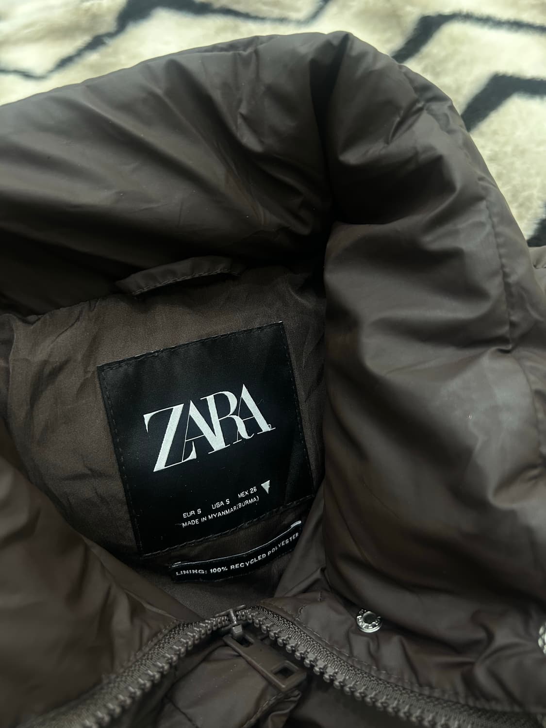 [S]ZARA 워터프루프 숏 패딩/짙은브라운  상품이미지5