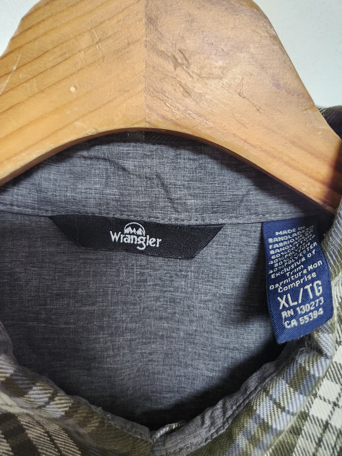 랭글러Wrangler 체크 코튼 셔츠 XL - S145 상품이미지4