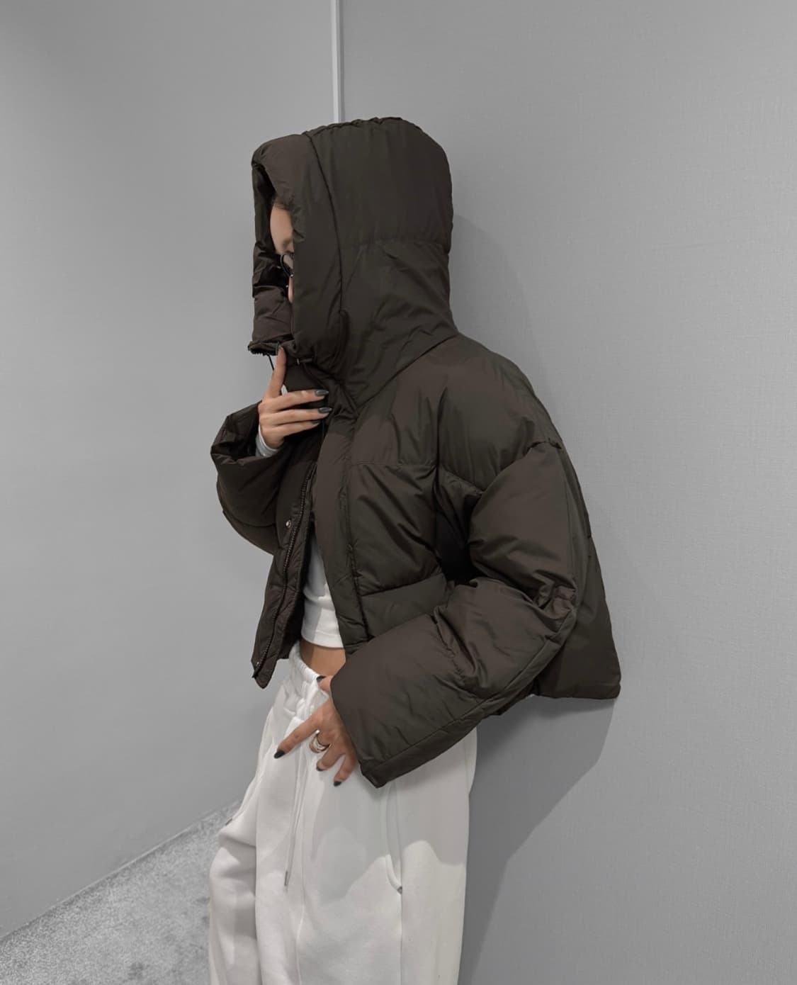 VIVNLUV 브라운 후드 패딩 상품이미지2