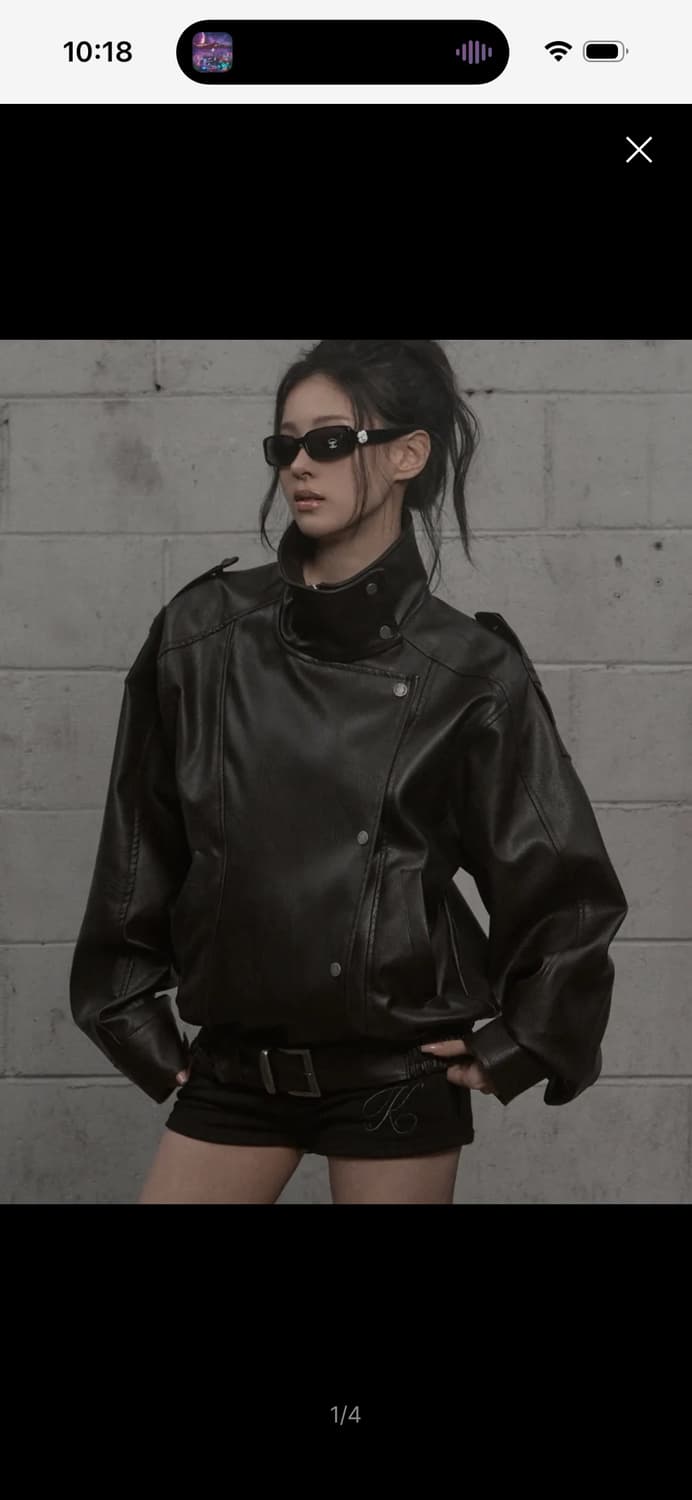 카키포인트 하이넥 레더자켓 브라운 상품이미지1