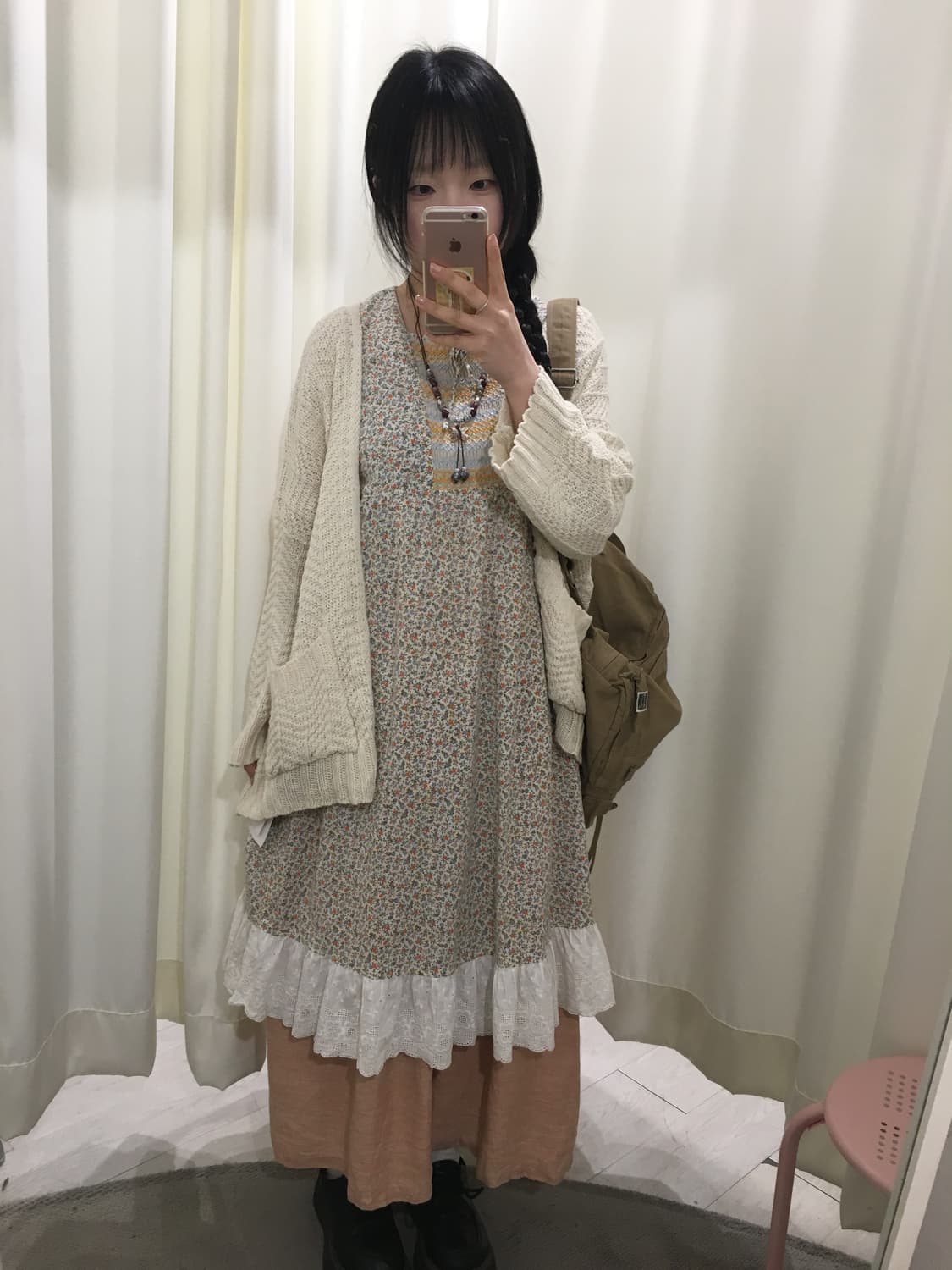 오렌지 잔꽃 자수 원피스 상품이미지3