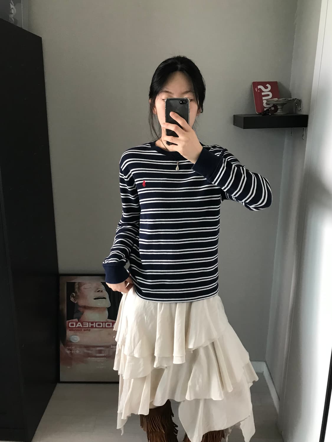 폴로 랄프로렌 QR코드택 포니로고 스트라이프 롱슬리브티  상품이미지1