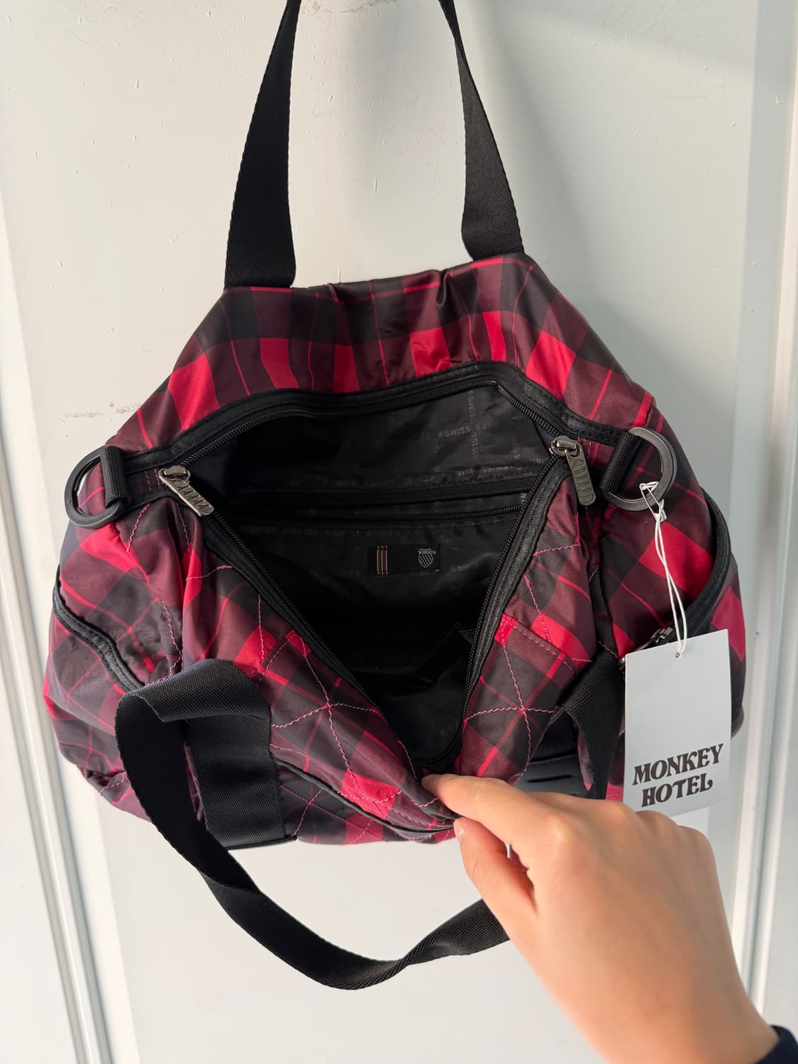 빈티지 핑크체크 보스턴백  상품이미지5