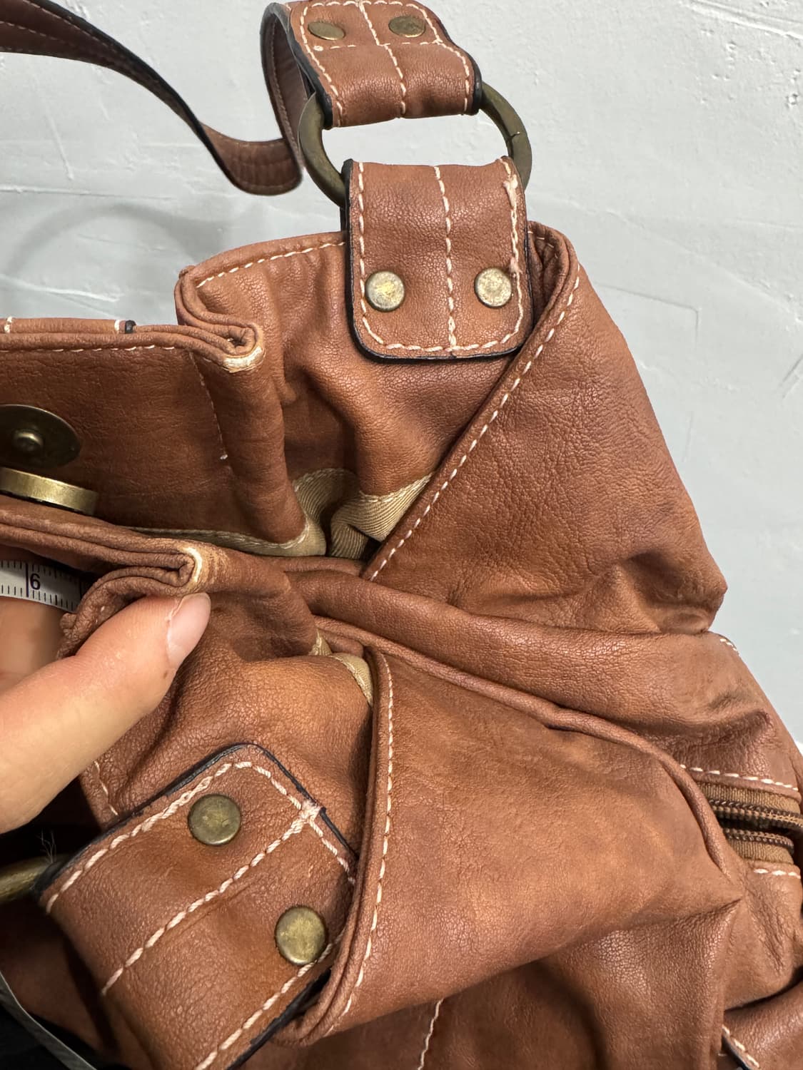 brown leather fringe pocketbag 상품이미지6