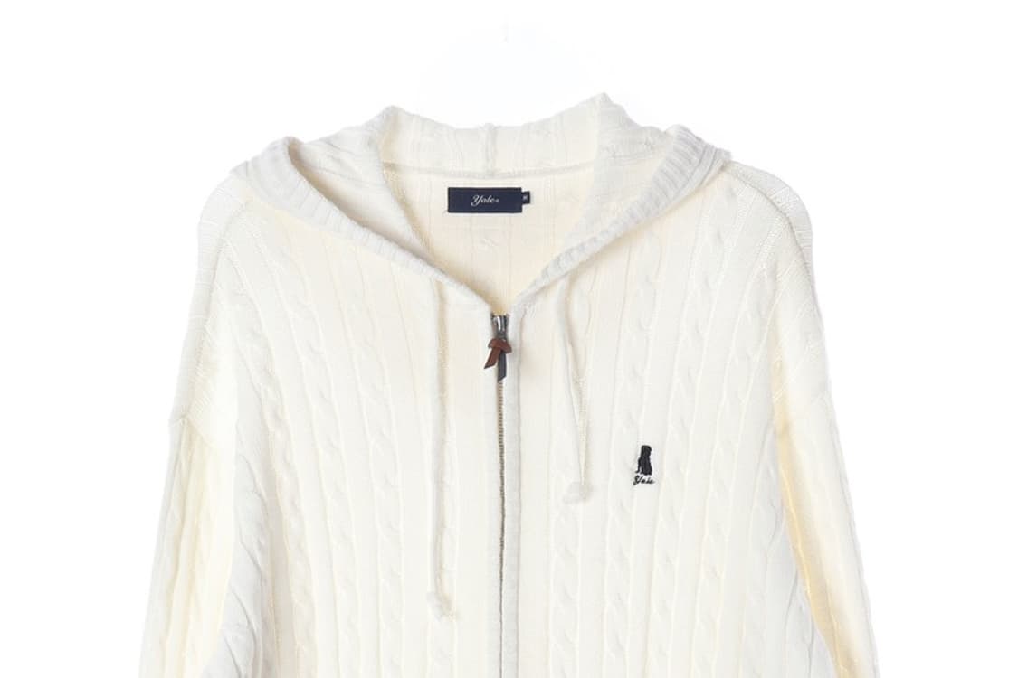 YALE 케이블 니트 후드 집업 아이보리 M 상품이미지3