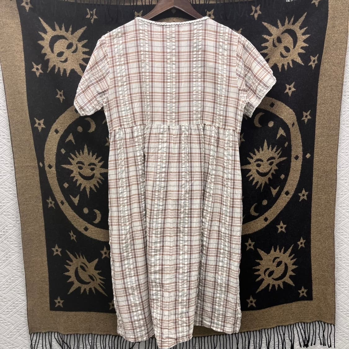 빈티지 코지 스프링 파스텔 체크 여리핏 반팔 원피스 K0010 상품이미지4