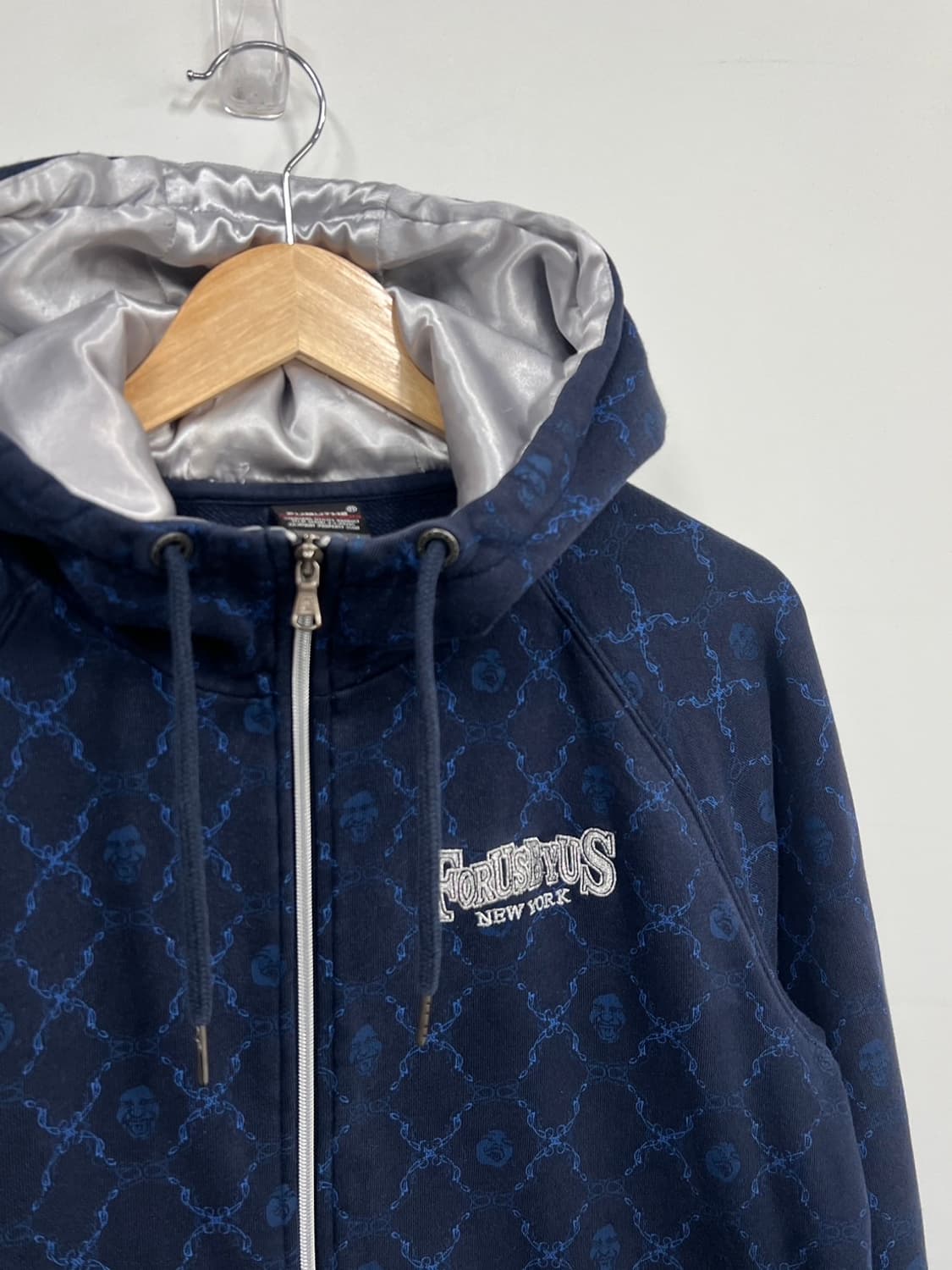 후부 Y2K 패턴 네이비 풀 후드집업 상품이미지2