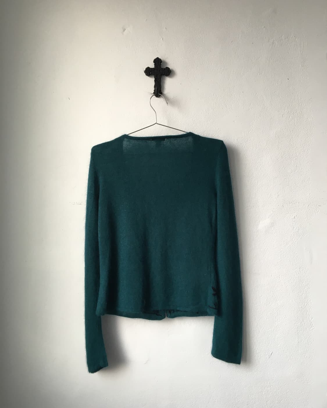 Embroidery point woolen knit cardigan 상품이미지3