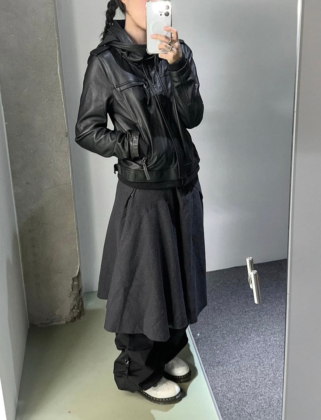 빈티지 슬림핏 후드 레더자켓 가죽자켓 상품이미지1