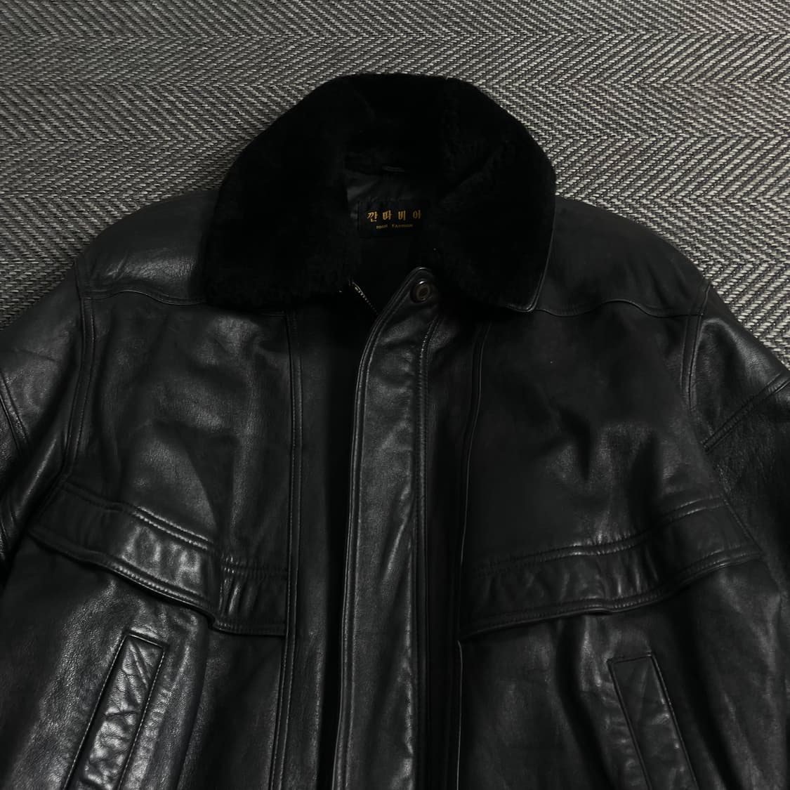 빈티지 양가죽 봄버 퍼 카라 레더 가죽 자켓y 3771 상품이미지5