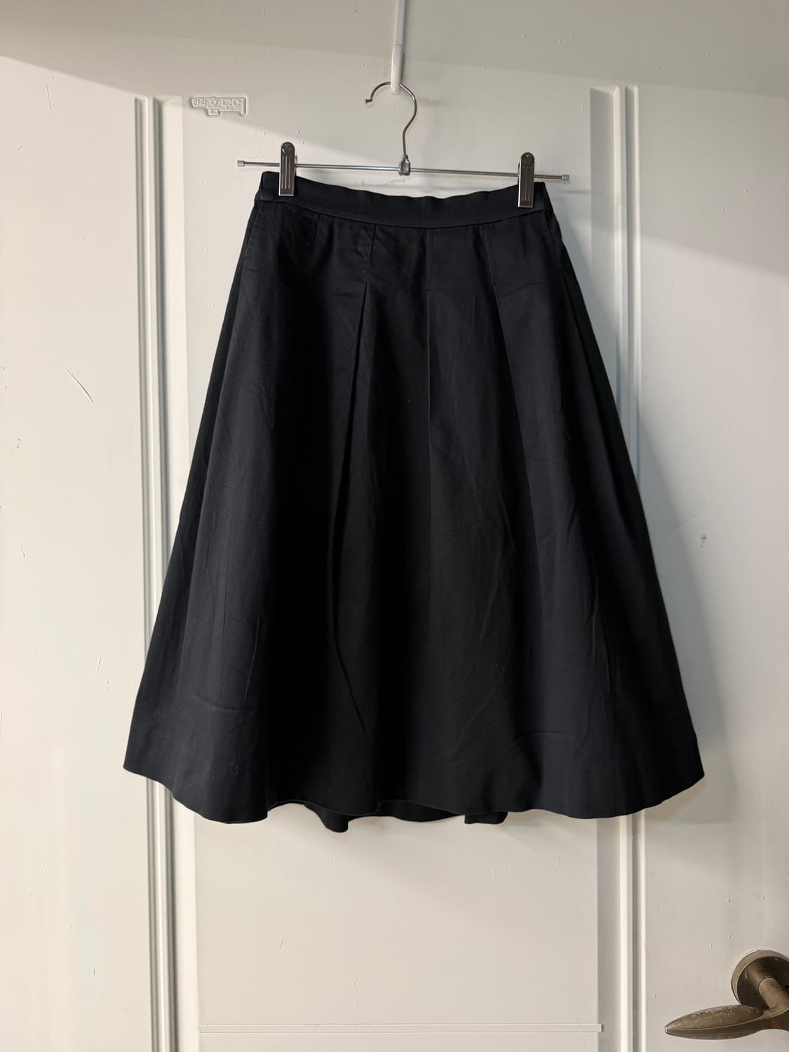 일본빈티지 블랙 핀턱 미디스커트 상품이미지4