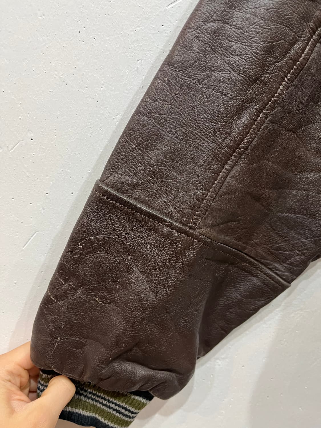 90s Mr.Soro 레더암 바시티 자켓 L 상품이미지4