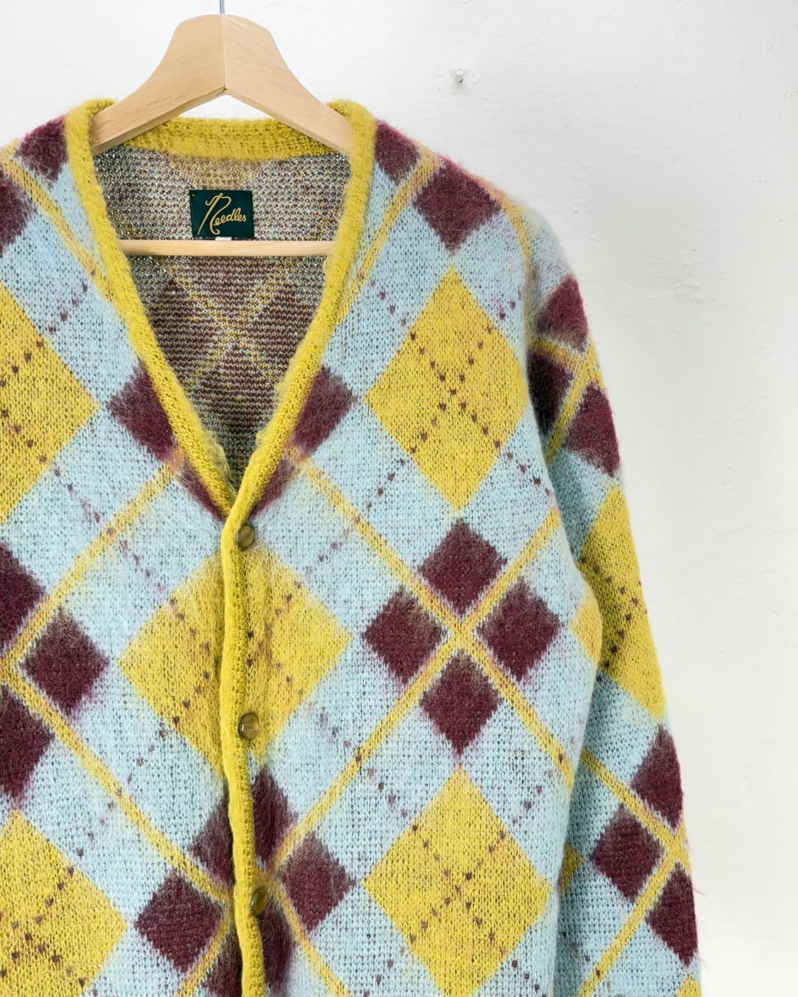 니들스 모헤어 가디건 아가일 옐로우 상품이미지3