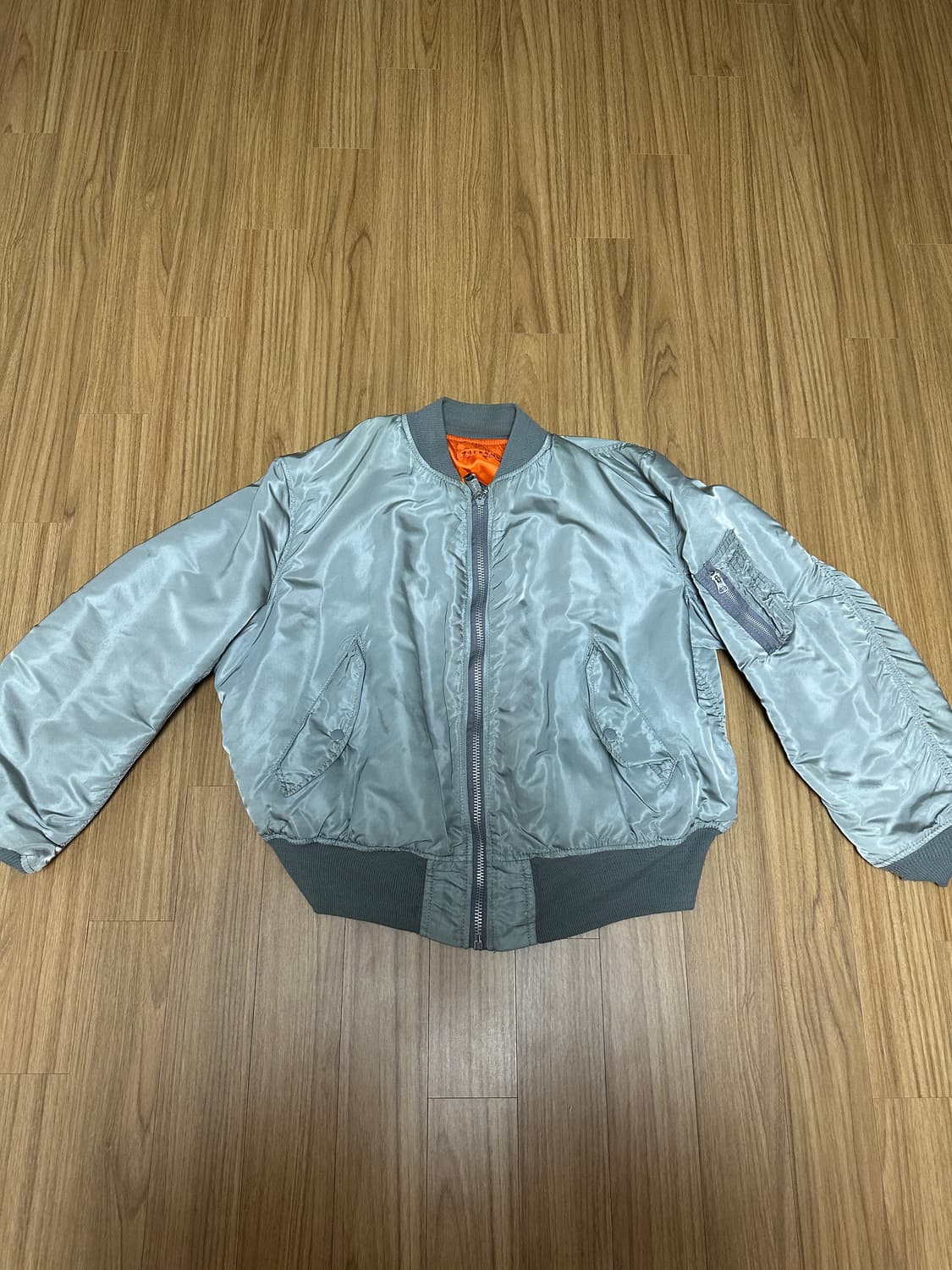 1990s 알파인더스트리 빈티지 항공점퍼 ma-1 라이트그레이 XL 상품이미지1