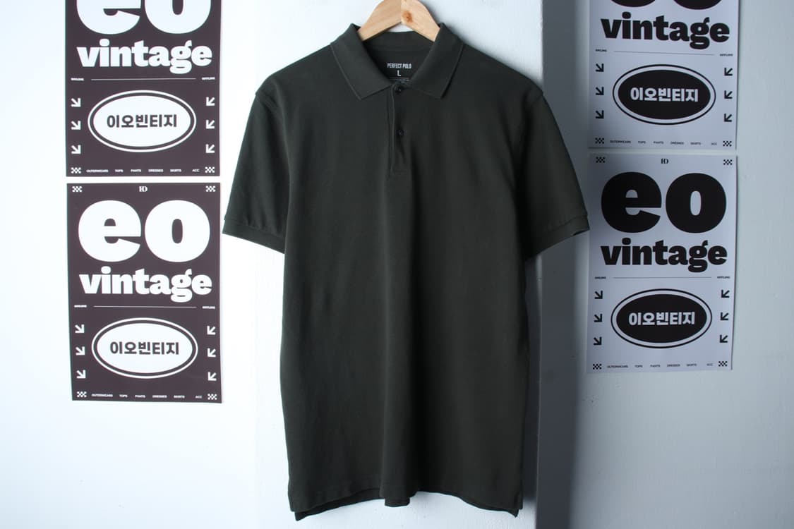 (L-XL) 지오다노 반팔 카라 티셔츠 카키 무지 기본-H32769 상품이미지2