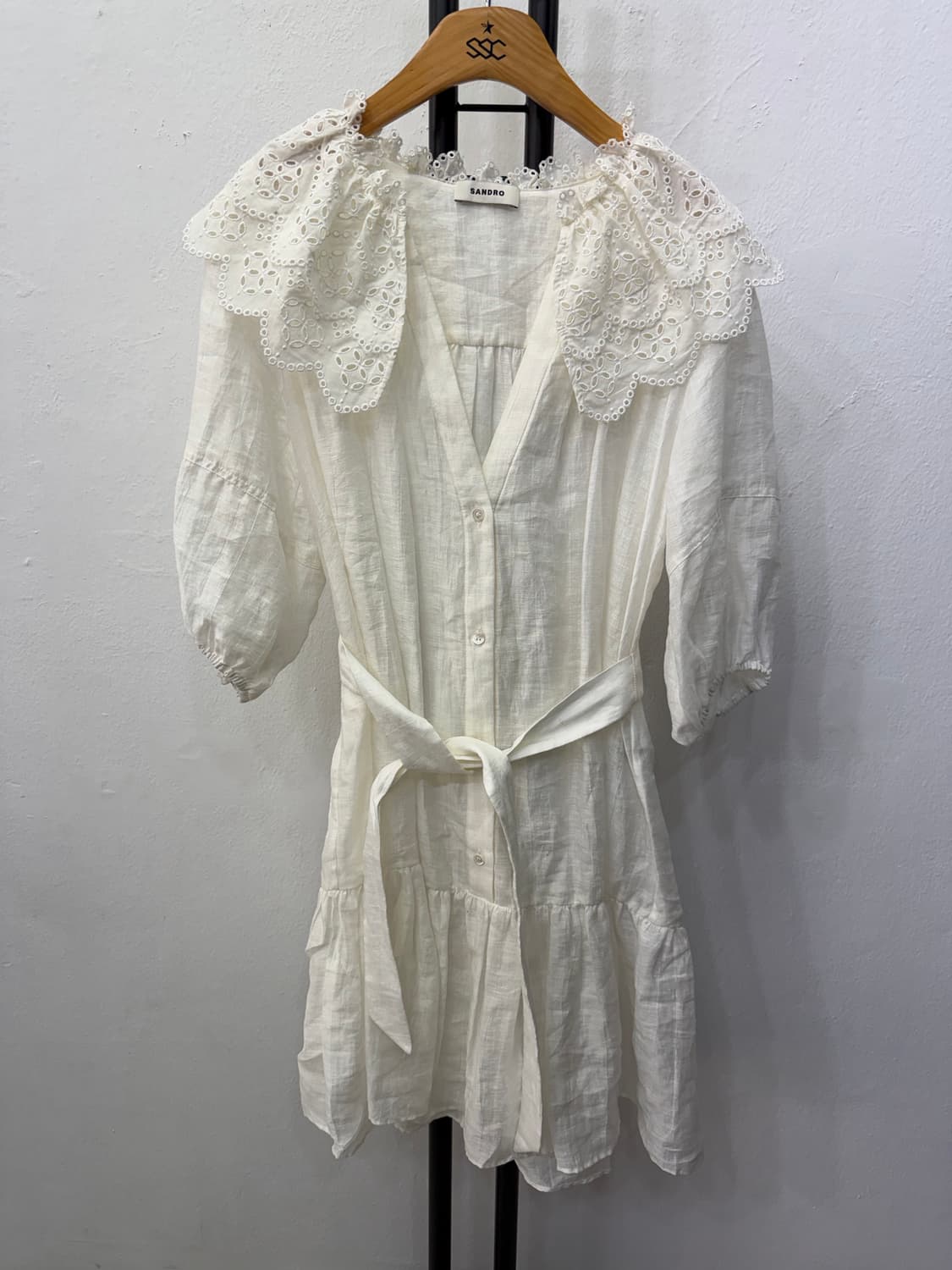 정품) 산드로 펀칭 레이스 롱 원피스 36 상품이미지1