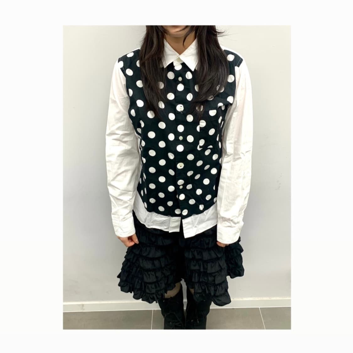 꼼데가르송 블랙 도트 도킹 셔츠 상품이미지1