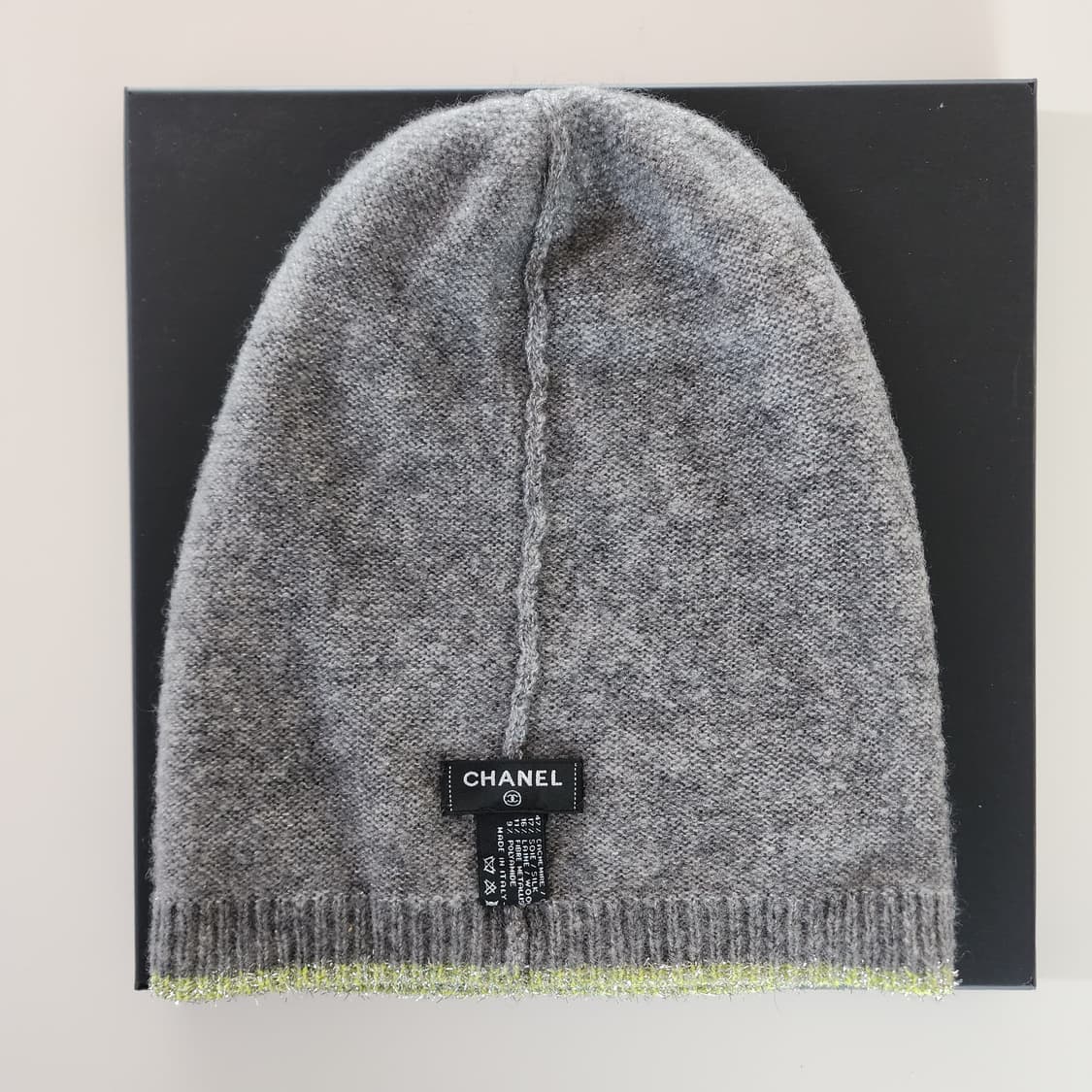 신품급 샤넬 CC로고 캐시미어 비니 멜란지 그레이 상품이미지4
