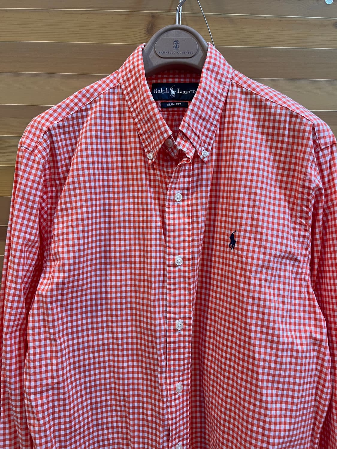 폴로랄프로렌 남성 오렌지체크 코튼긴팔셔츠 상품이미지1