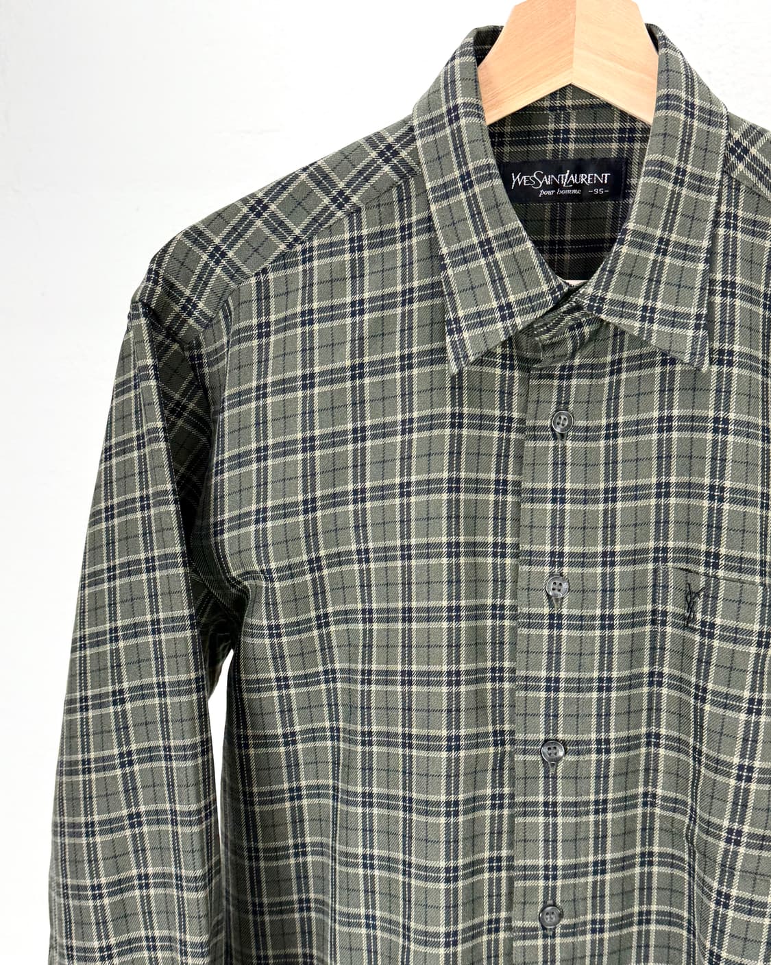 이브 생로랑 뿌르 옴므 카키 레귤러 체크 셔츠 상품이미지2