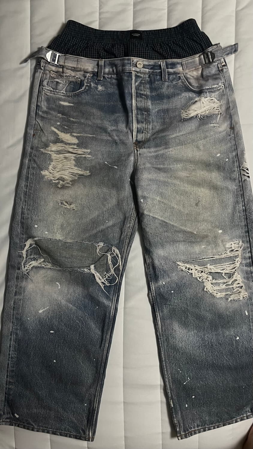 TROMPE-LOEIL LAYERED PANTS - BLUE   3사이즈 상품이미지3