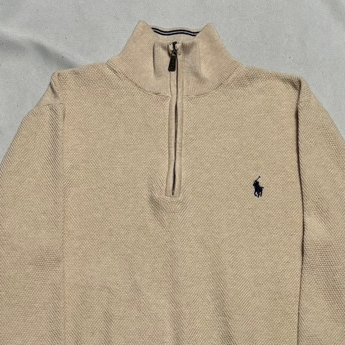 XXL 폴로랄프로렌 네이비 포니 아이보리 반집업 니트 상품이미지1