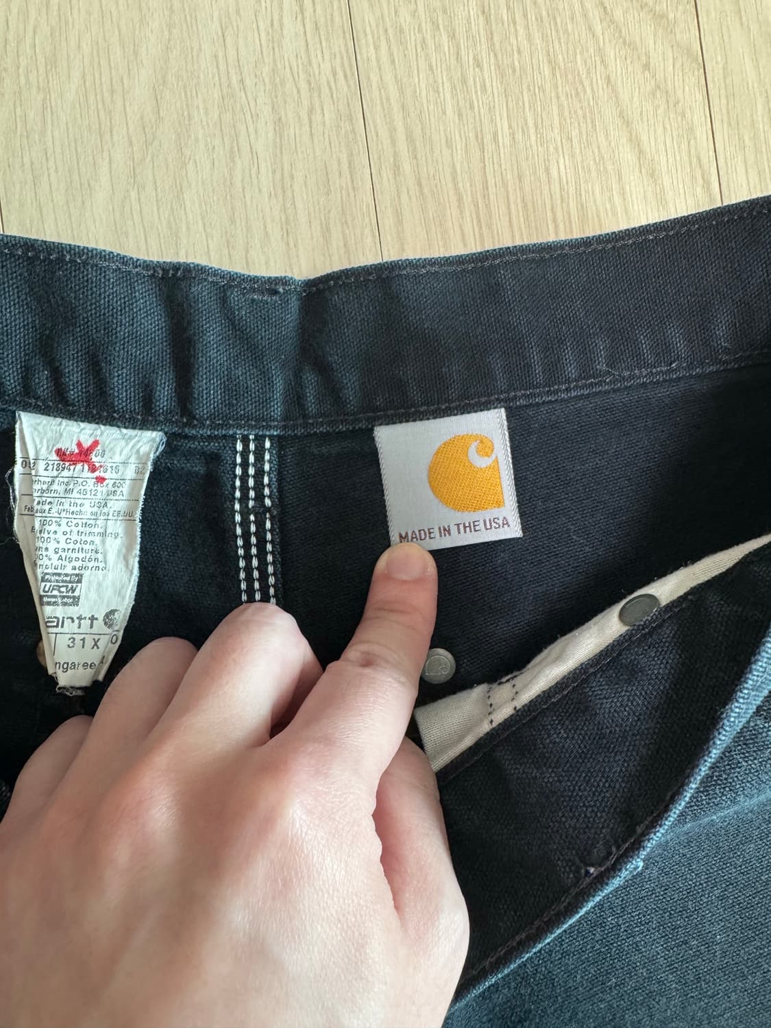 칼하트 더블니 b01 blk 실측(허리40/기장100) 상품이미지4