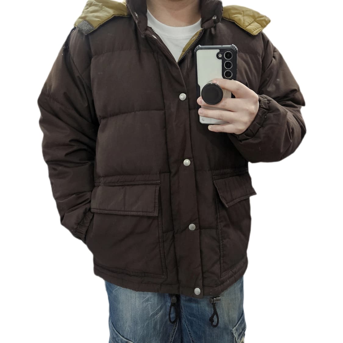 M 100-105) 유니클로 빈티지 브라운 덕다운 패딩 상품이미지1