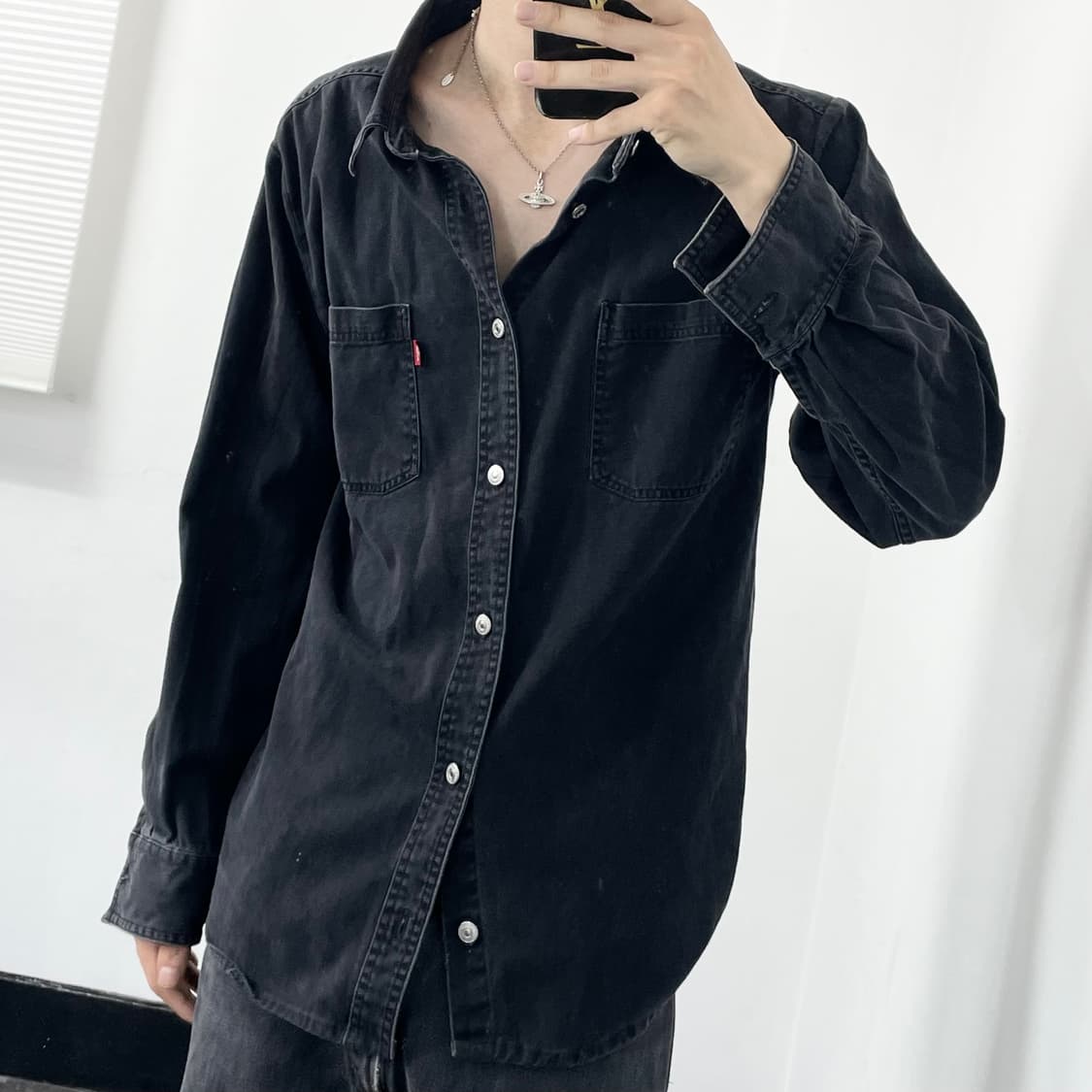 리바이스 흑청 웨스턴 데님 셔츠 상품이미지1