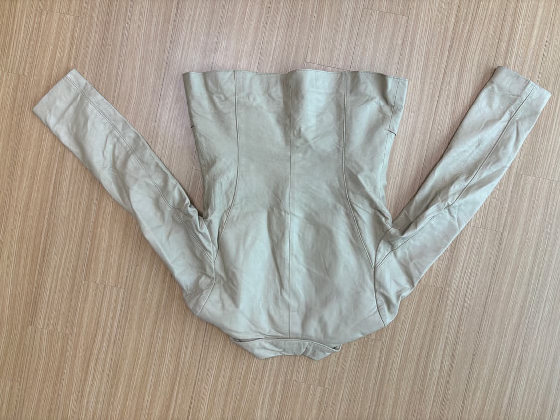 Mastina 램스킨 아이보리 원버튼 레더자켓 상품이미지4