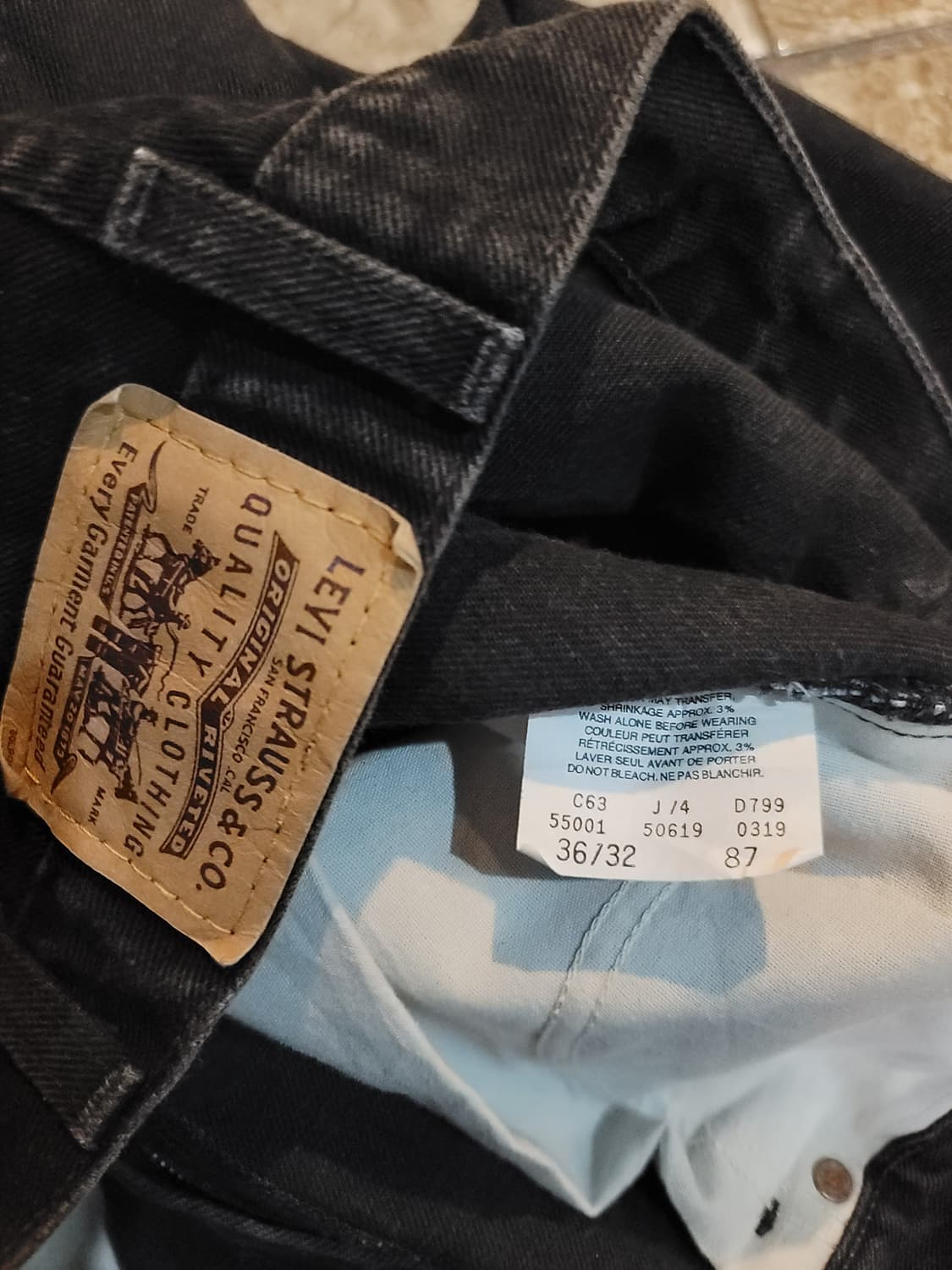 리바이스 오렌지탭 흑청 데님팬츠  상품이미지3