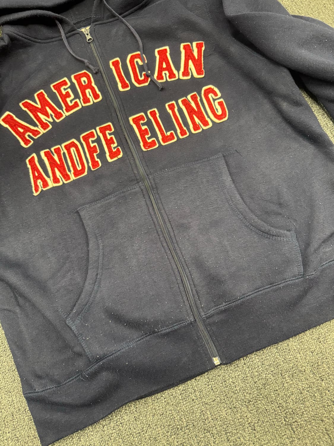 AMERICAN AND FEELING 빈티지 패치 네이비 후드집업 상품이미지3