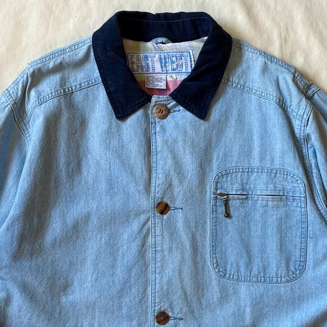[102-105] 80s USA EAST WEST 샴브레이 데님 헌팅자켓 상품이미지2