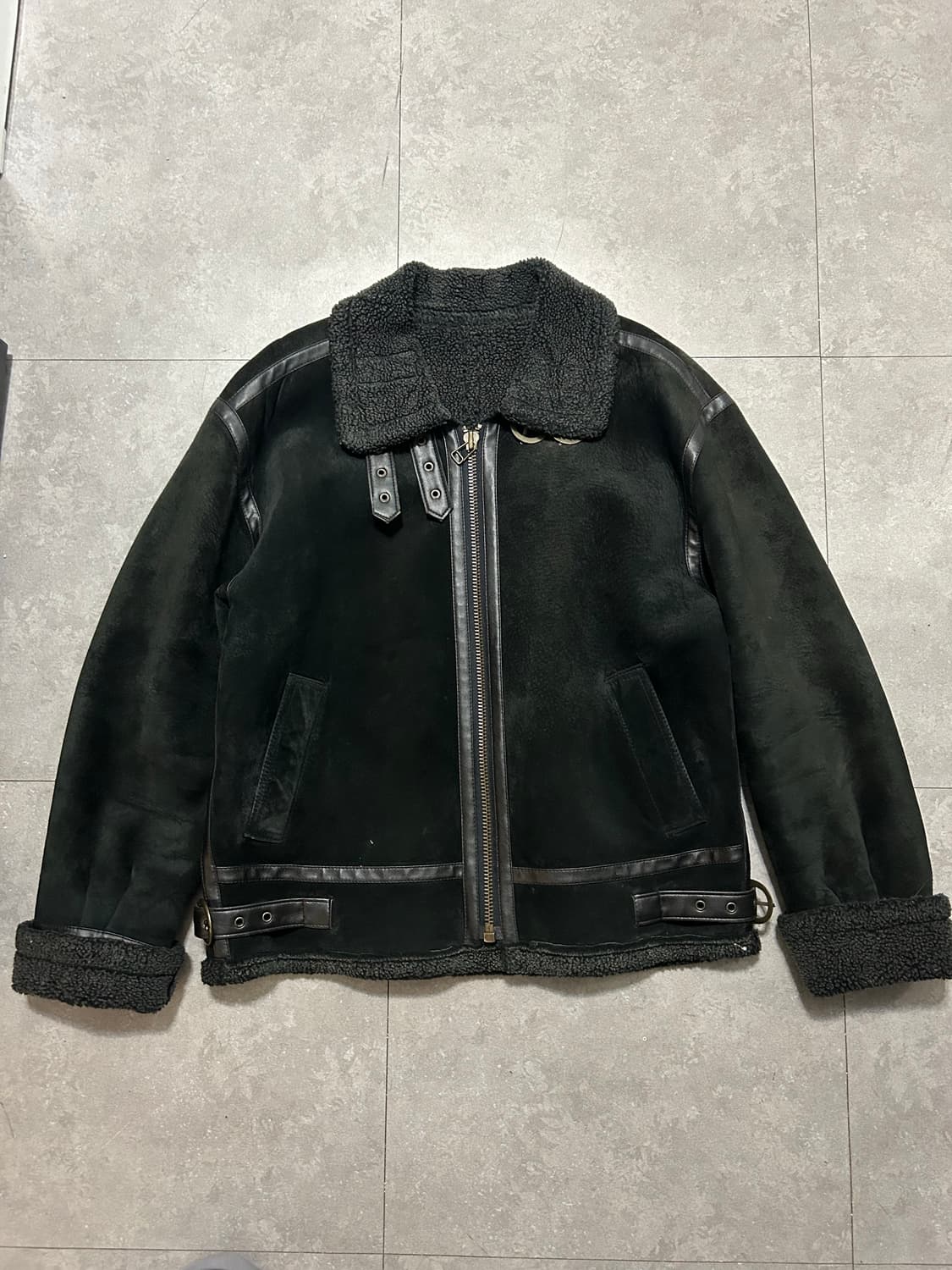 00s  TRADY 블랙컬러 빈티지 돈피 무스탕  자켓 100size   상품이미지1