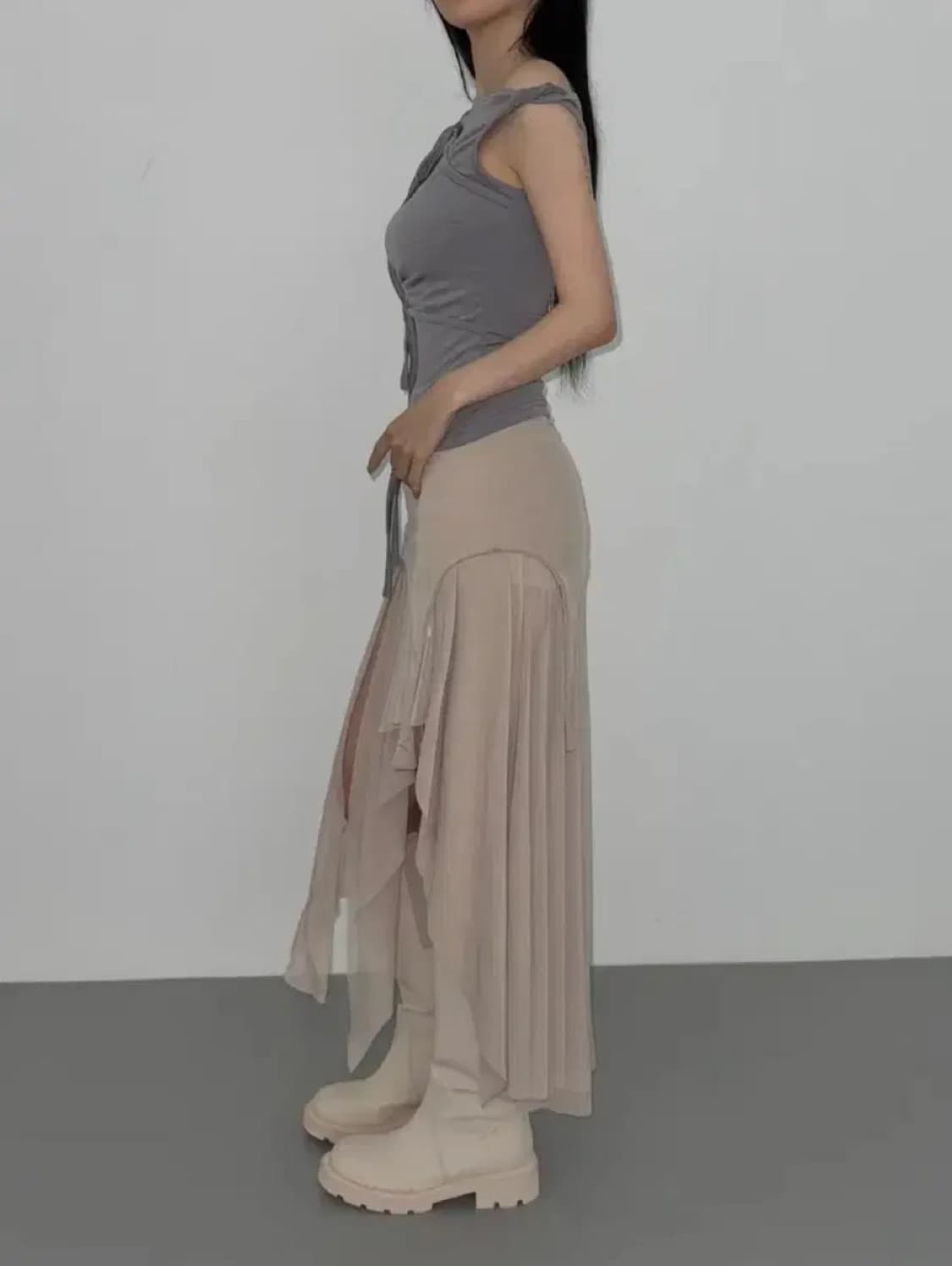 오프셋 샤 레이어드 스커트 상품이미지1