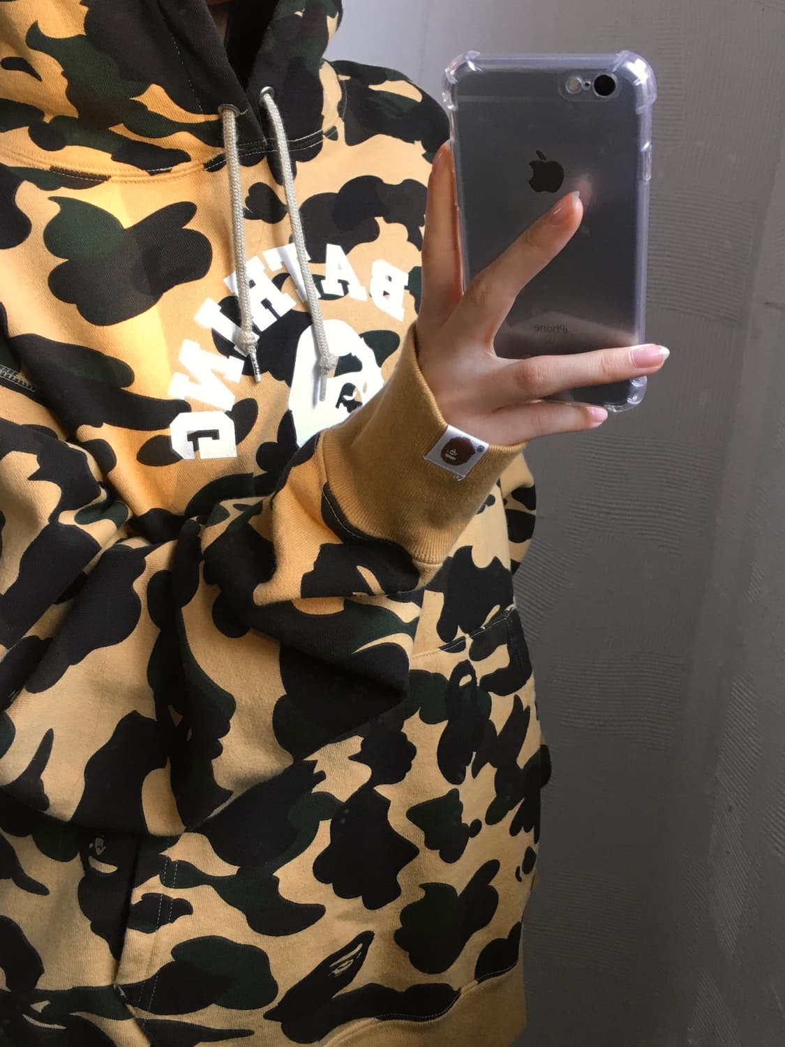 Bape 베이프 15SS 1ST 황계 카모 컬리지 후드티  상품이미지1