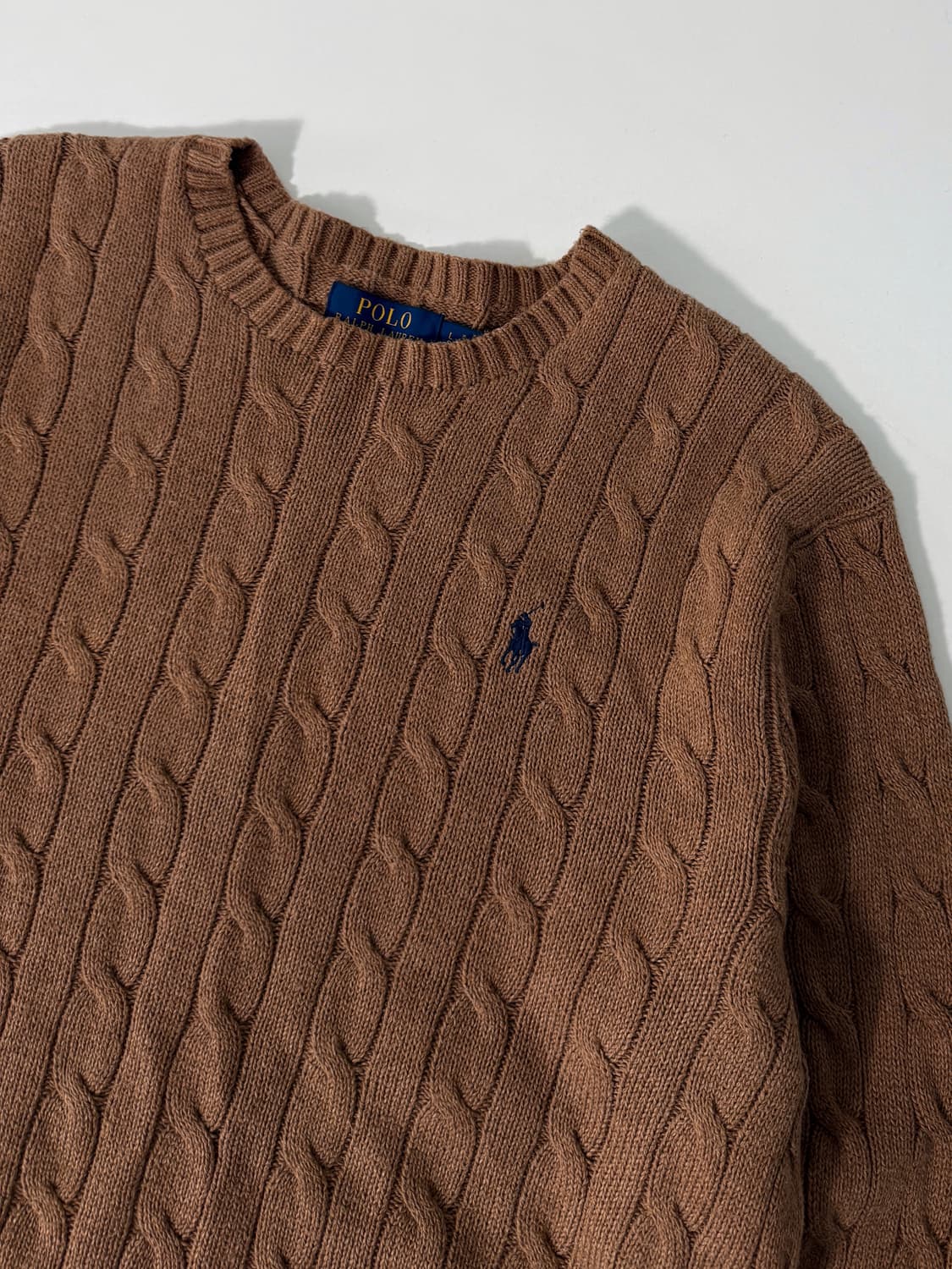 폴로 랄프로렌 루즈핏 신형 카멜 브라운 코튼 꽈배기 니트 상품이미지3