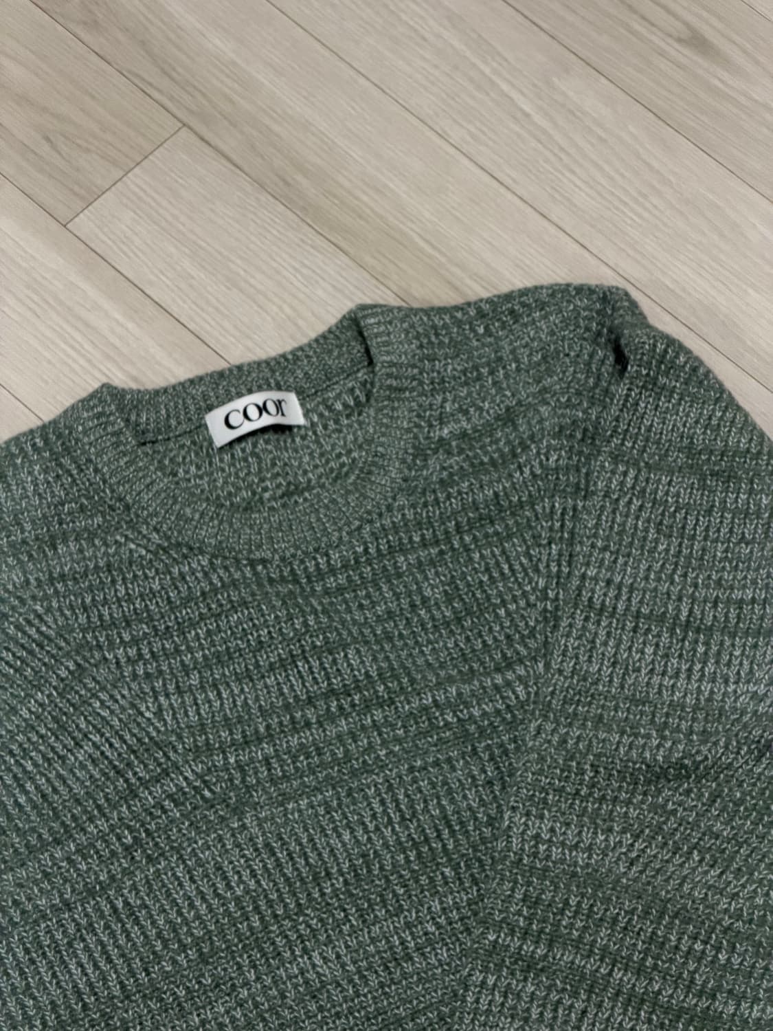 쿠어 멀티 칼라 트위트 크루넥 니트 그린 상품이미지1