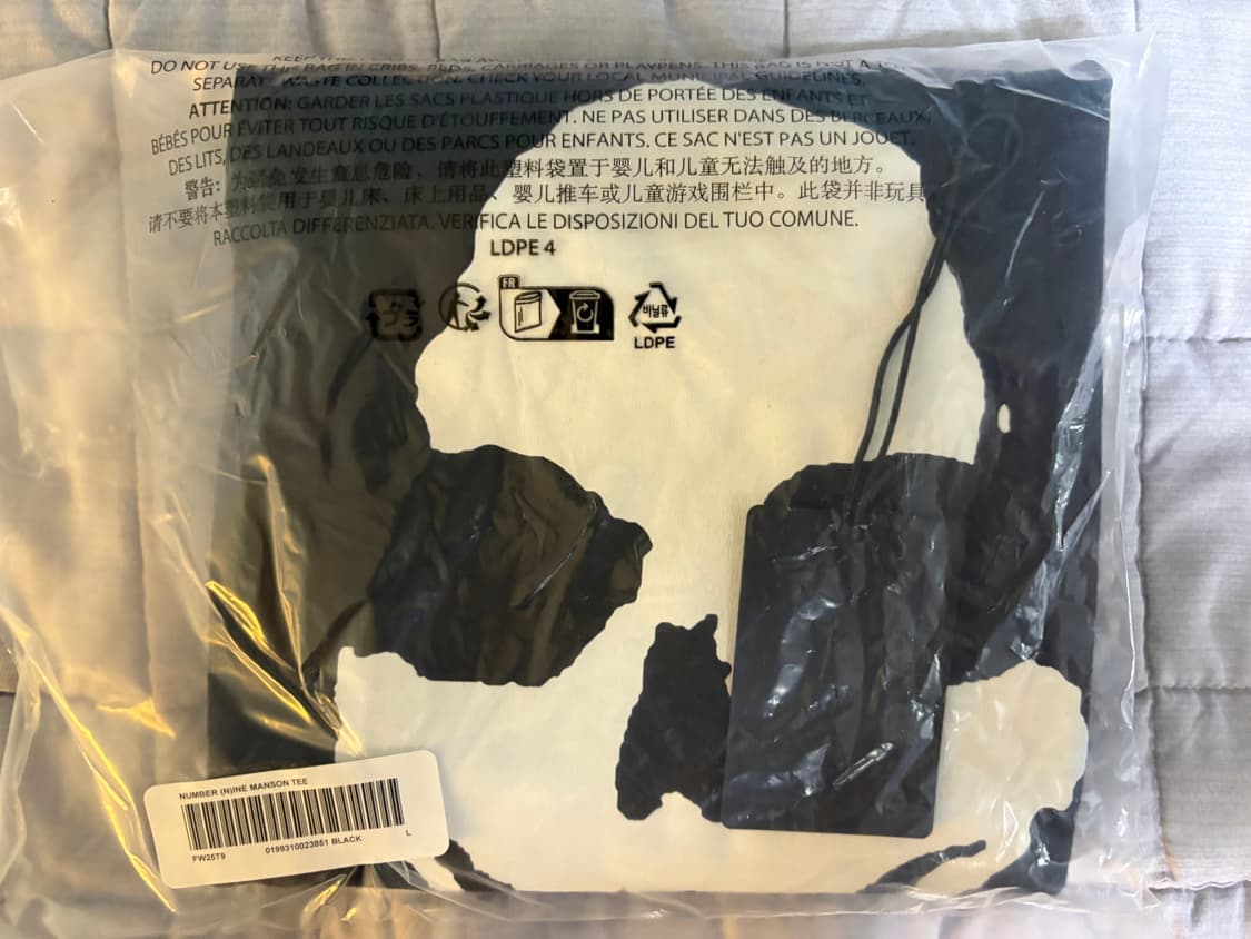 슈프림 x 넘버 나인 맨슨 티셔츠 블랙 상품이미지2