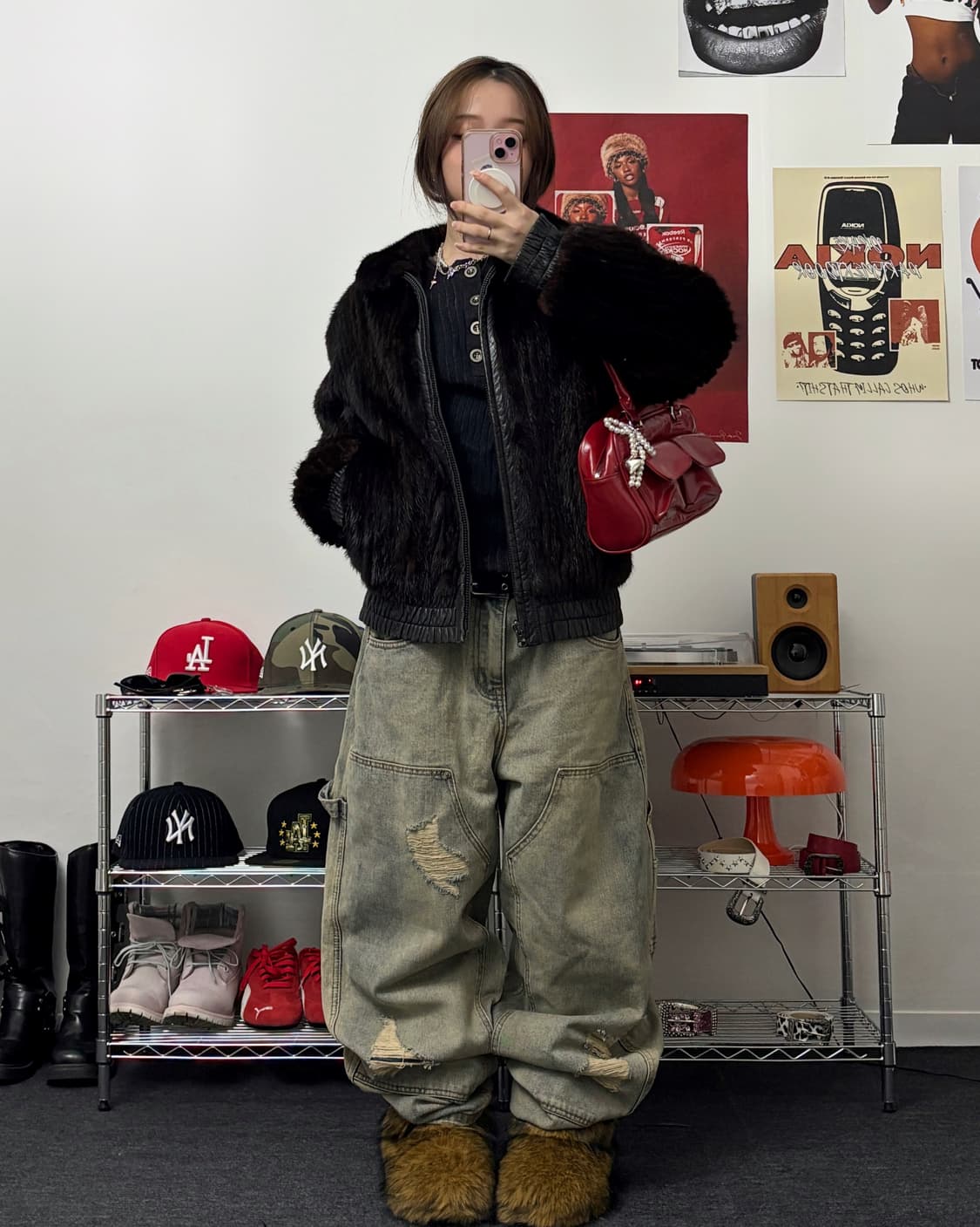 올드 빈티지 레더 리얼 퍼 자켓 브라운 상품이미지4