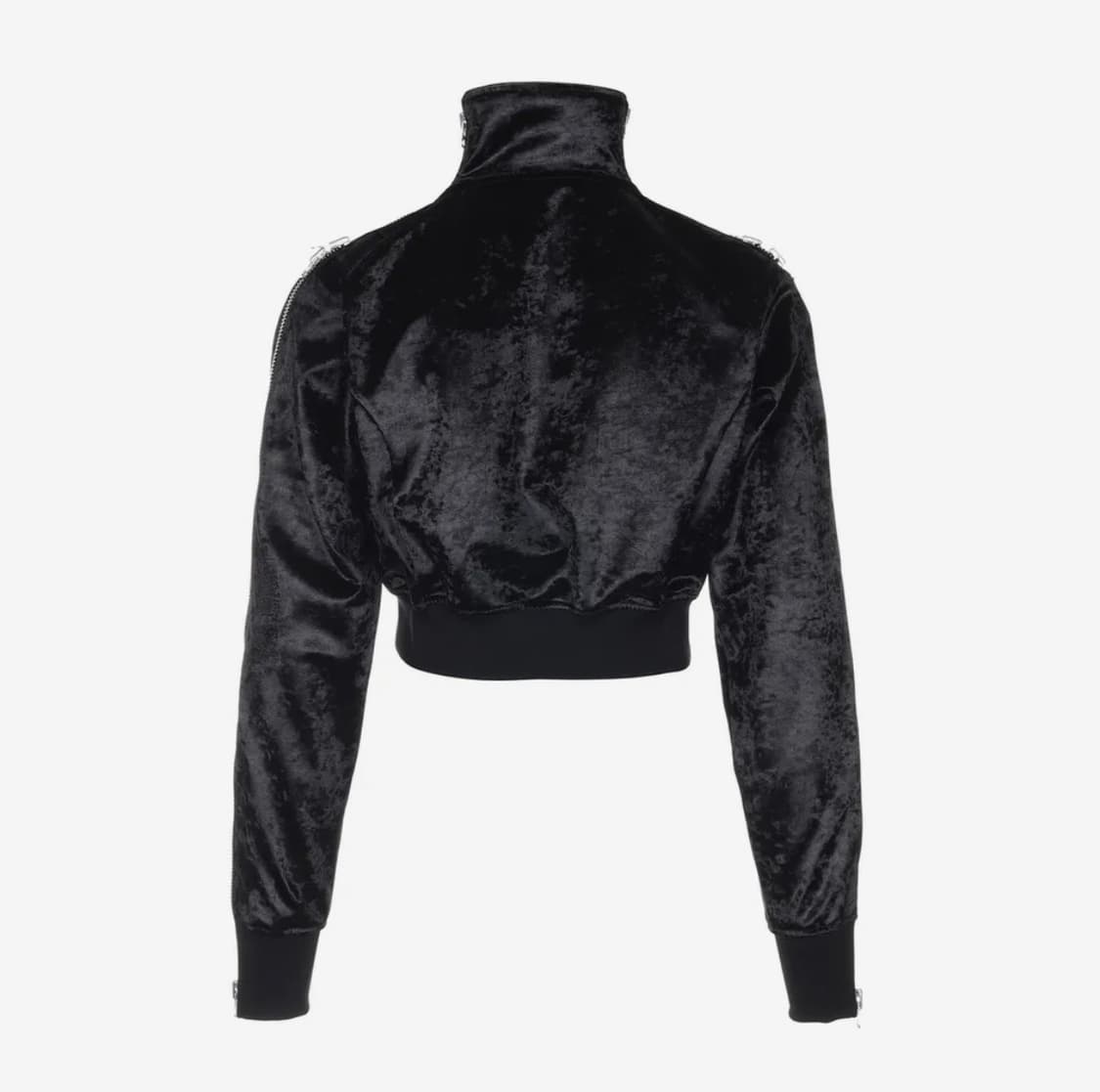 써저리 사이드 지퍼 벨벳 크롭 트랙 자켓 블랙 L 상품이미지3