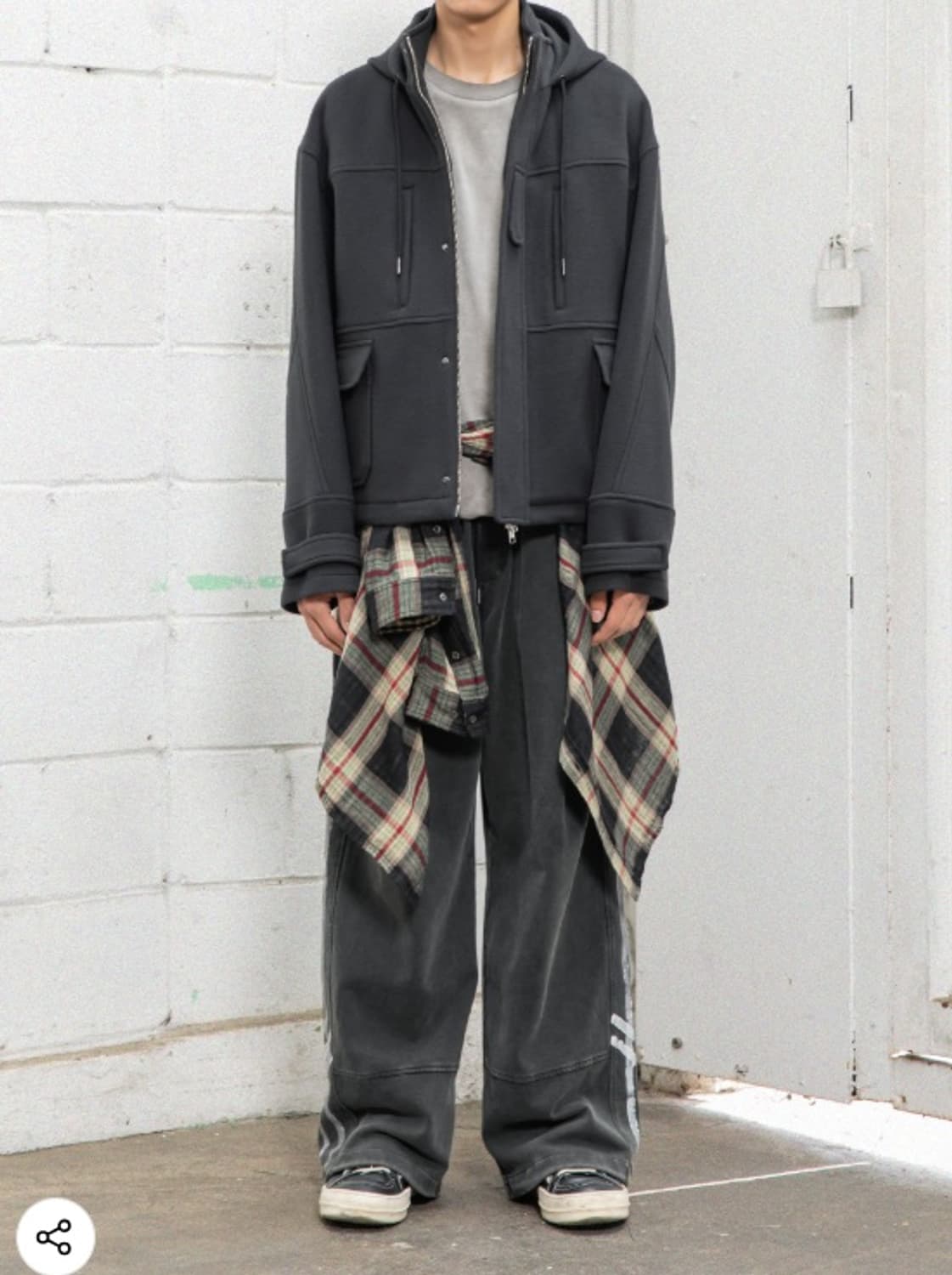 비긴202 스탠드 카라 후디 점퍼 [차콜] 2사이즈 판매 상품이미지1