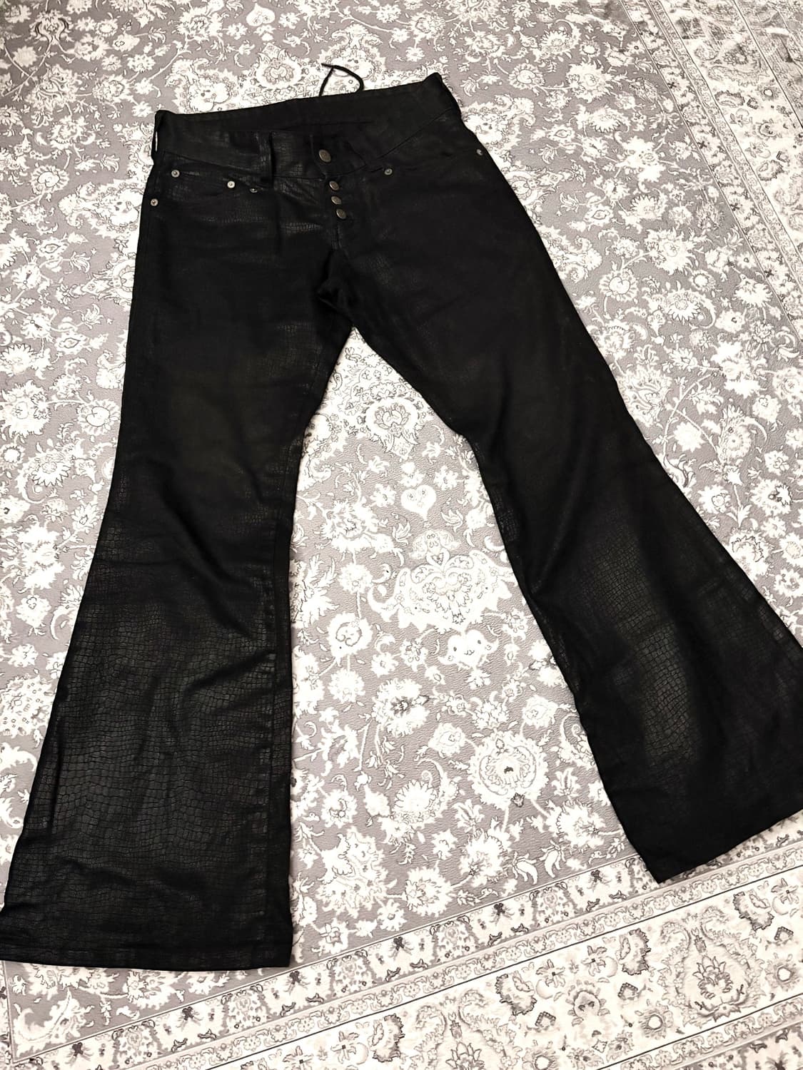 Python embossed leather flare pants 상품이미지1