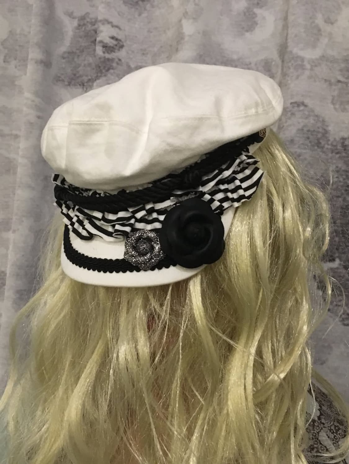 Stripe Ruffle Beret (White) 상품이미지2