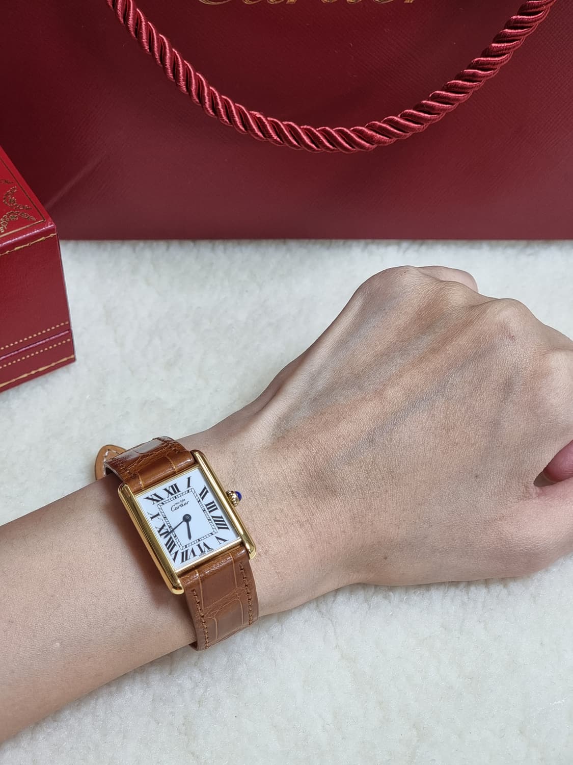 까르띠에 빈티지 탱크머스트 라지 화이트다이얼 핀버클 시계 (남여공용) 상품이미지8