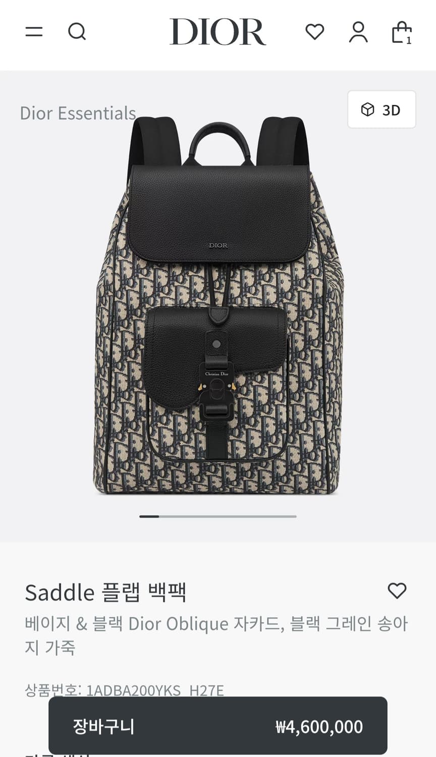 디올 오블리크 새들 버클 플랩 백팩 신형 25ss (새상품) 상품이미지3