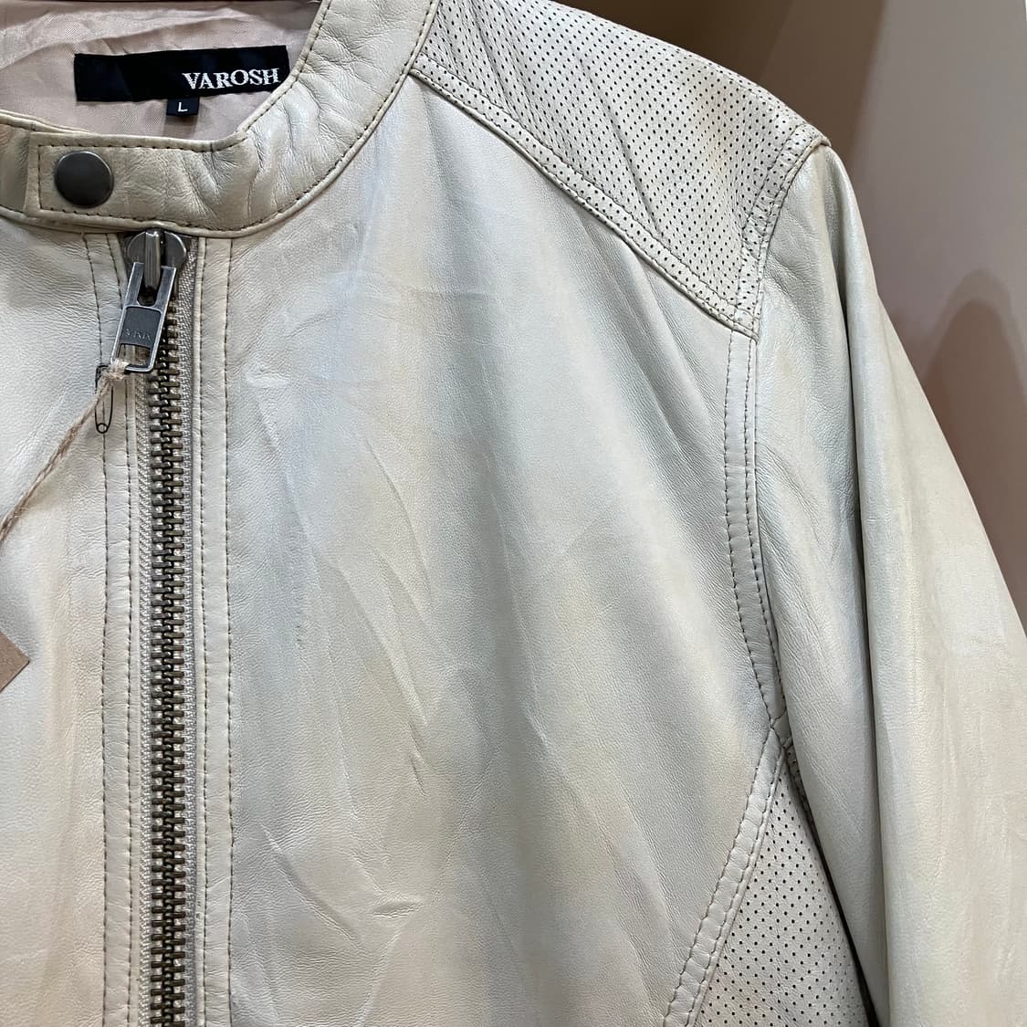 VTG 2way 아이보리 레더 자켓 L 상품이미지4