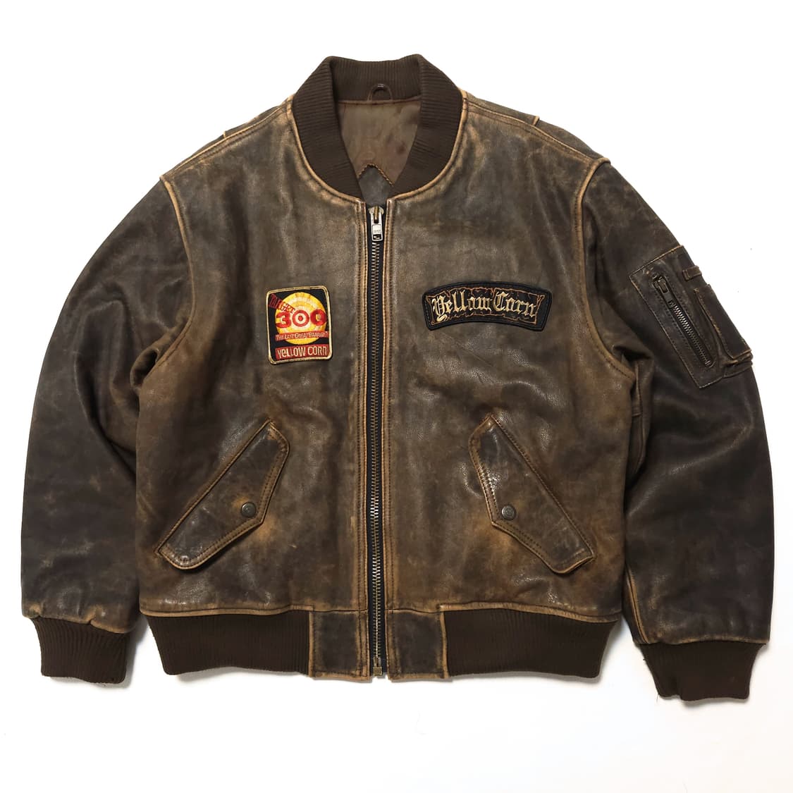 옐로우콘 90s 빈티지 라이딩 카우 레더 가죽 자켓 상품이미지1